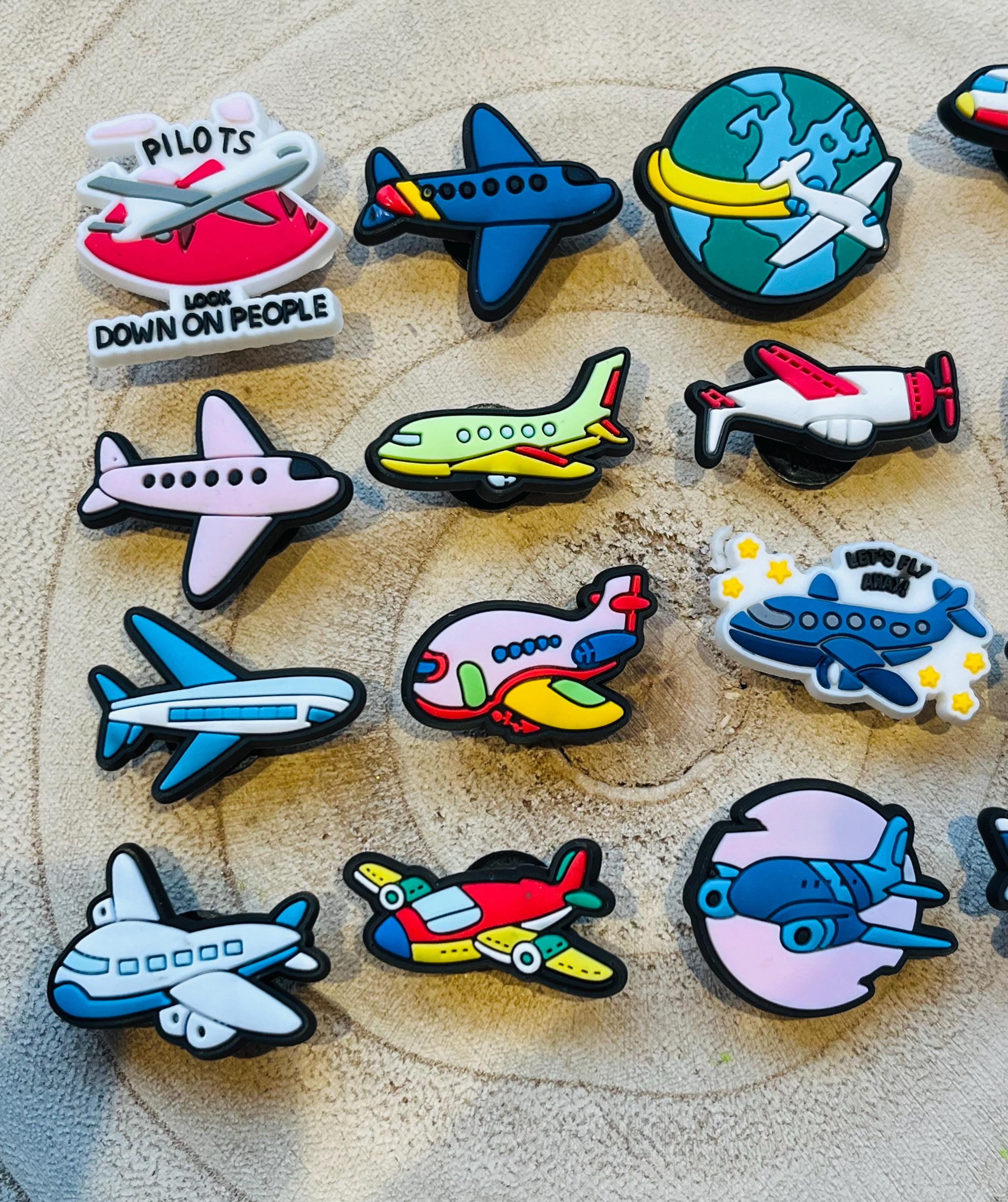 Aeroplane Croc Clog Charms: Pilot Shoe Accessories, Pack of 16