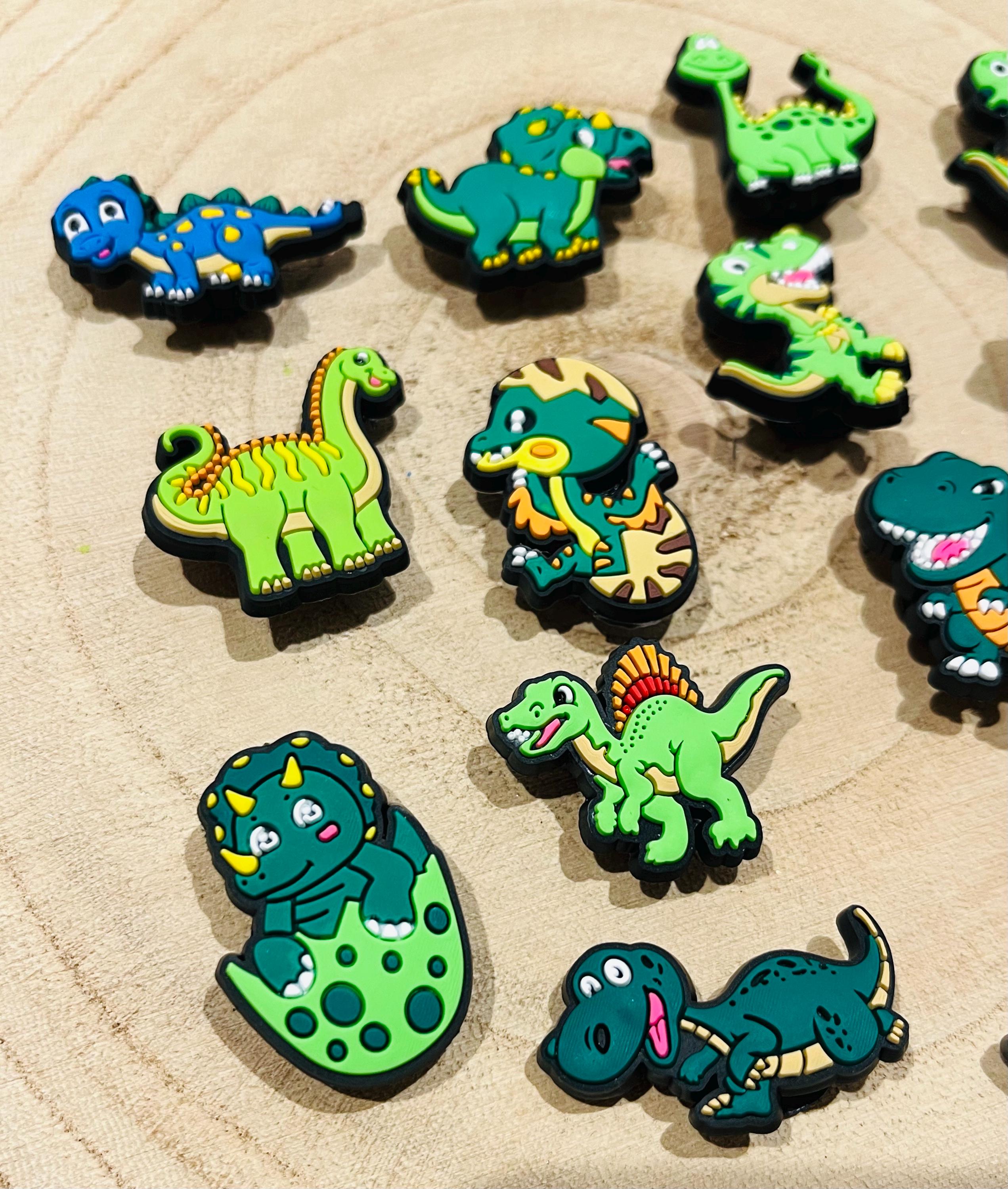 Dinosaur Croc Charms: 14-Piece PVC Shoe Accessories Bundle