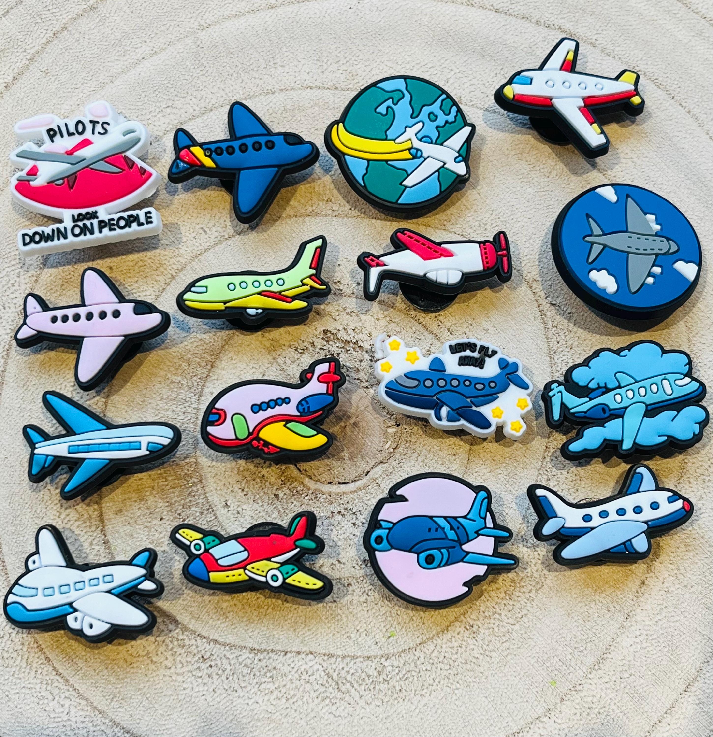 Set of 16 Aeroplane Croc Clog Charms, Shoe PVC Plane Charms, Shoe Accessories, Travel Croc Charms, Holiday Plane Charms, Gift Shoe Charms