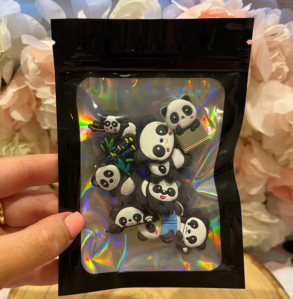 Panda Croc Charms: Fashion Clog Shoe Accessory, Set of 10