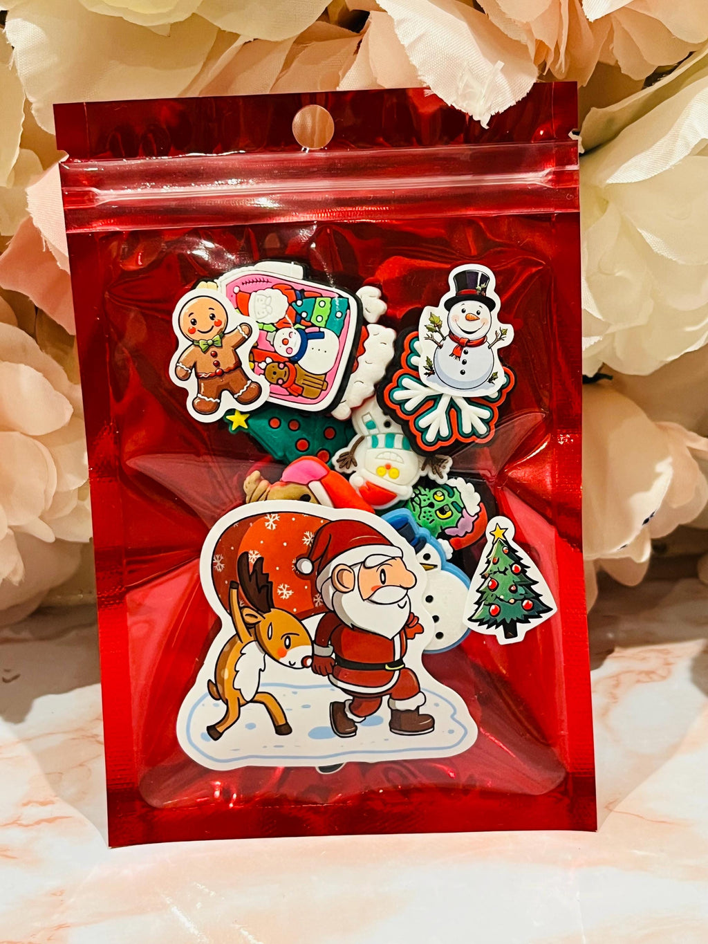 Set of 10 Random Christmas Clog Charms | Christmas Party Bags | Santa Croc Charms