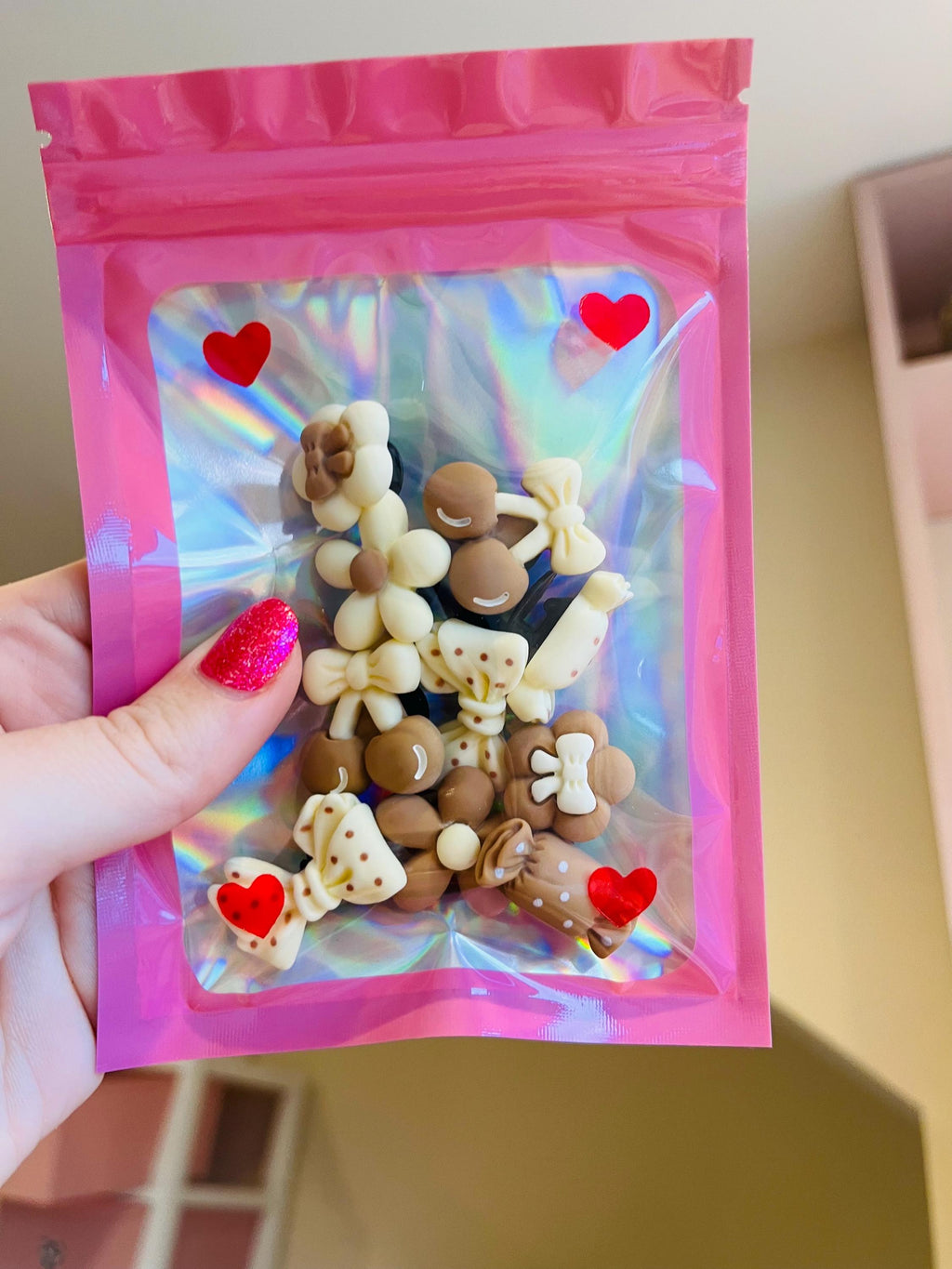 Girly Bow Croc Charms: Polka Dot Shoe Accessories - 10 Piece Set