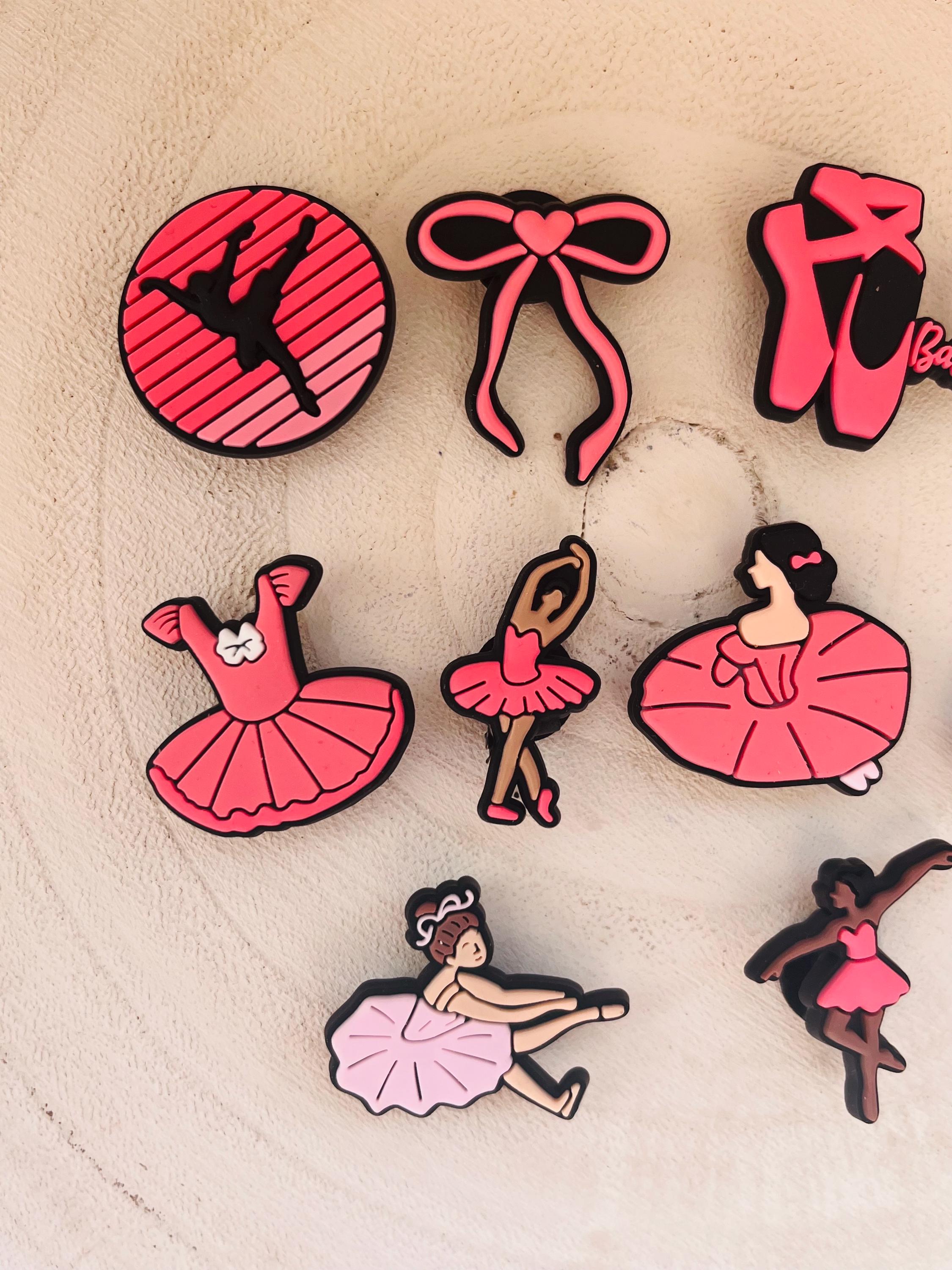Ballet Croc Charms - Pink Dance Shoe Clog Accessories - 9 Piece Set