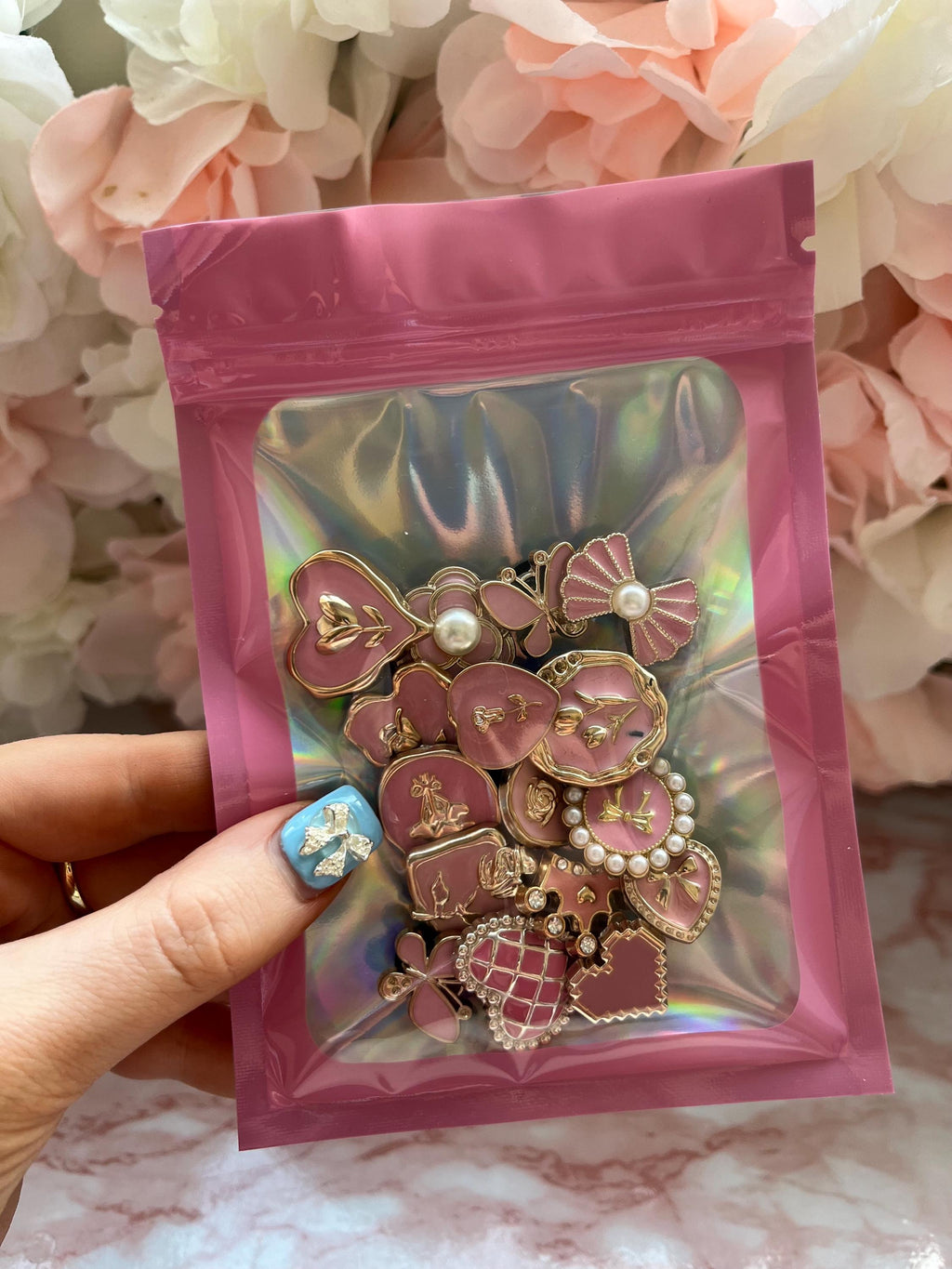 Pink Croc Charms Set: Pearl Shoe Accessories, 16-Piece