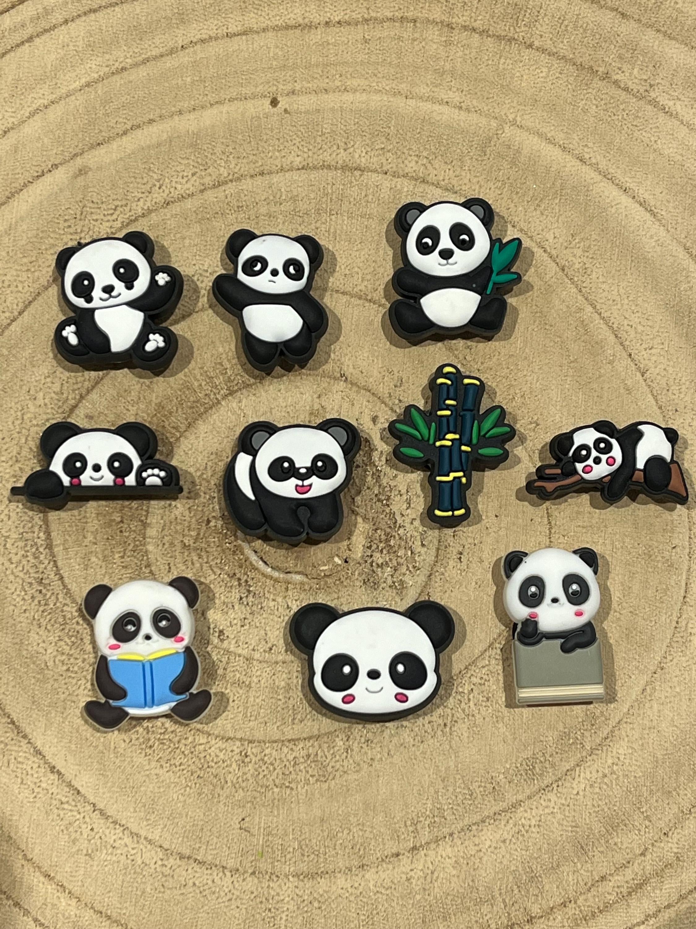 Panda Croc Charms: Fashion Clog Shoe Accessory, Set of 10