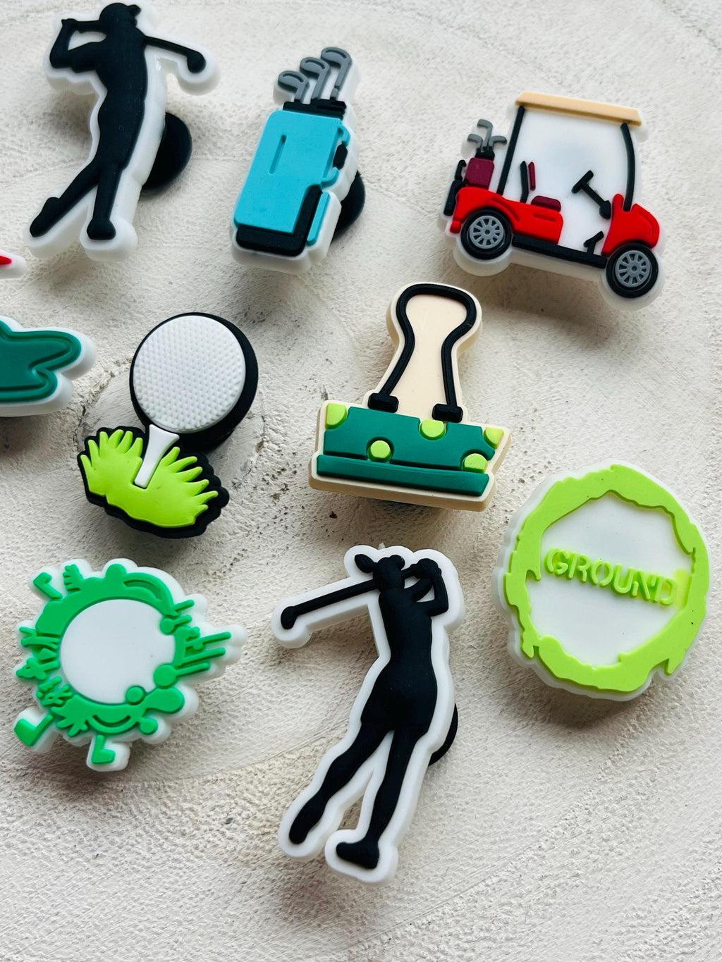 Golf Croc Charms: PVC Shoe Decoration Set (10 Piece)