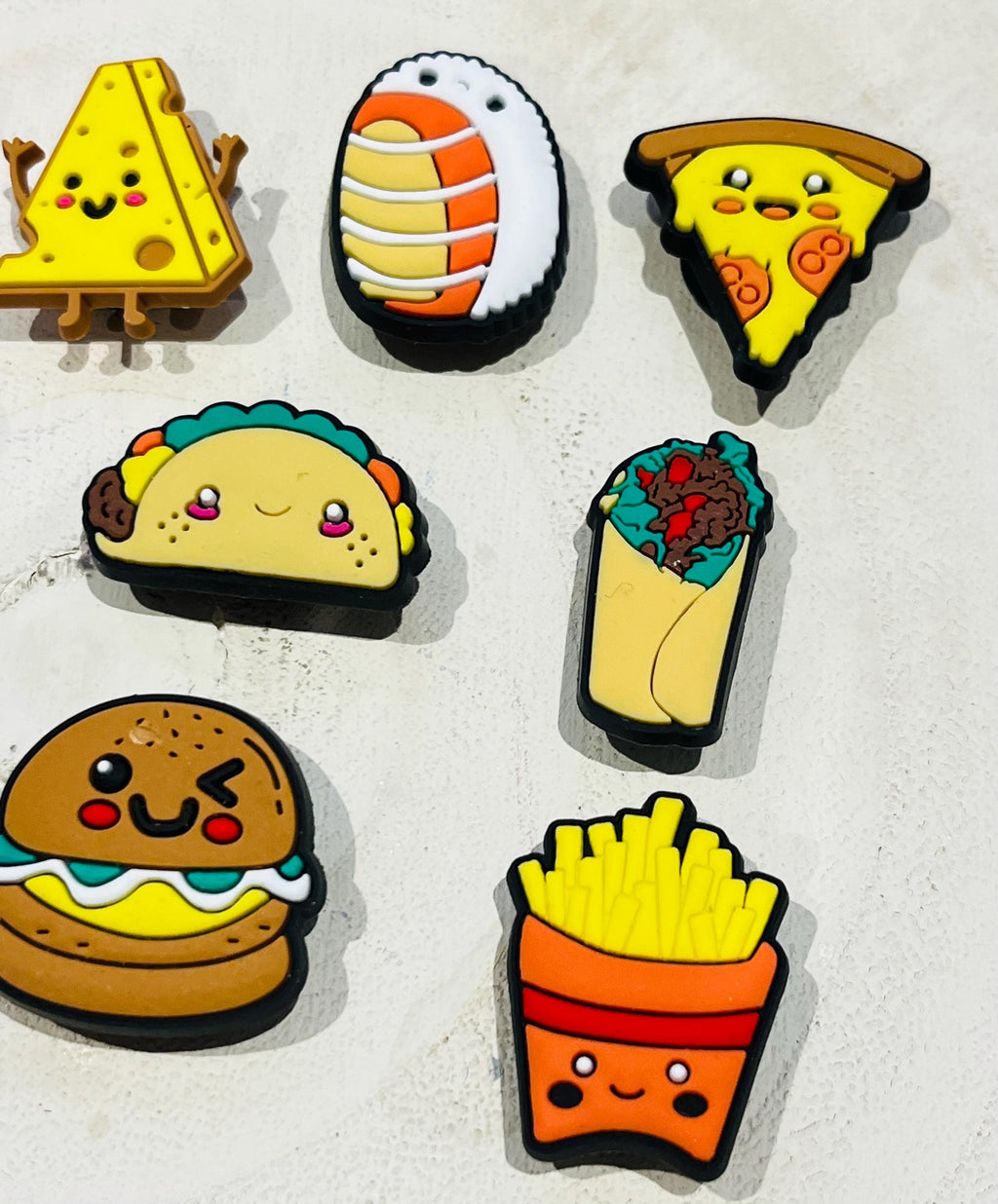 Food Croc Charms - Burgers, Fries, Pizza, Taco - 10 Pack