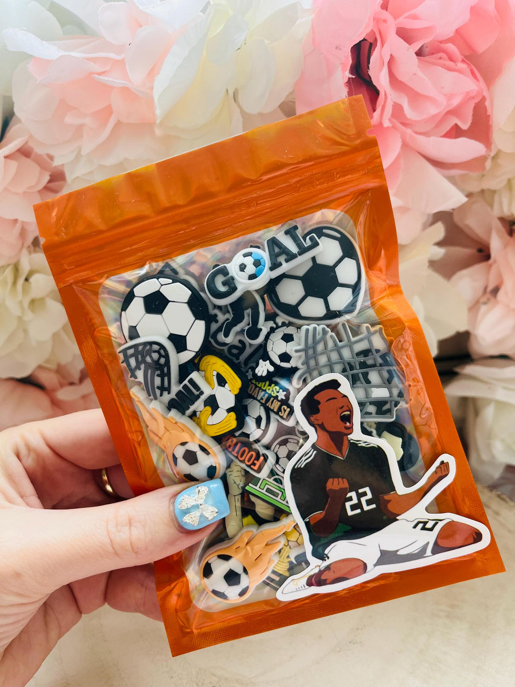 Football Shoe Charms: Soccer Clog Accessories, Sport Gift (19 Piece Set)