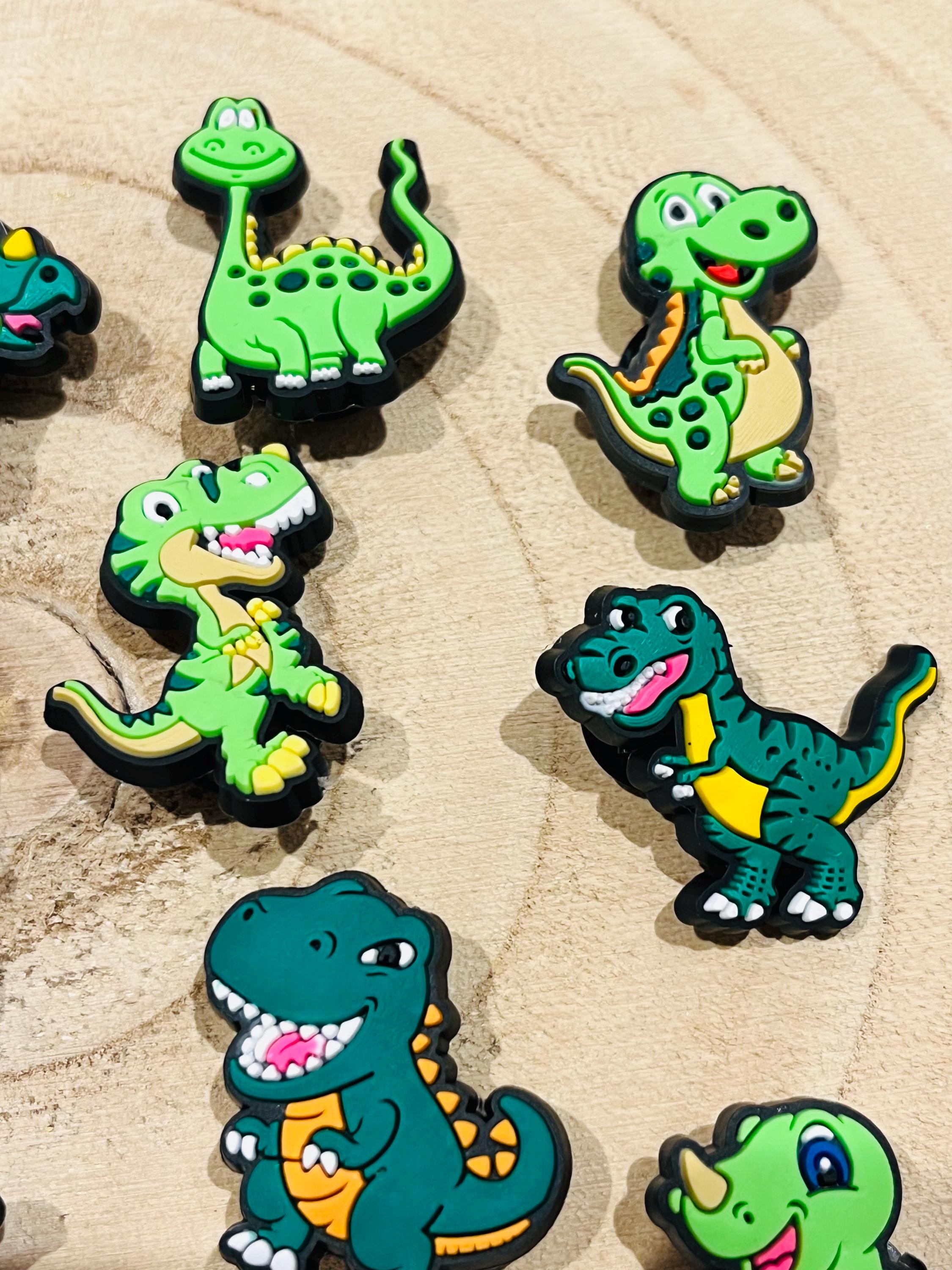 Dinosaur Croc Charms: 14-Piece PVC Shoe Accessories Bundle