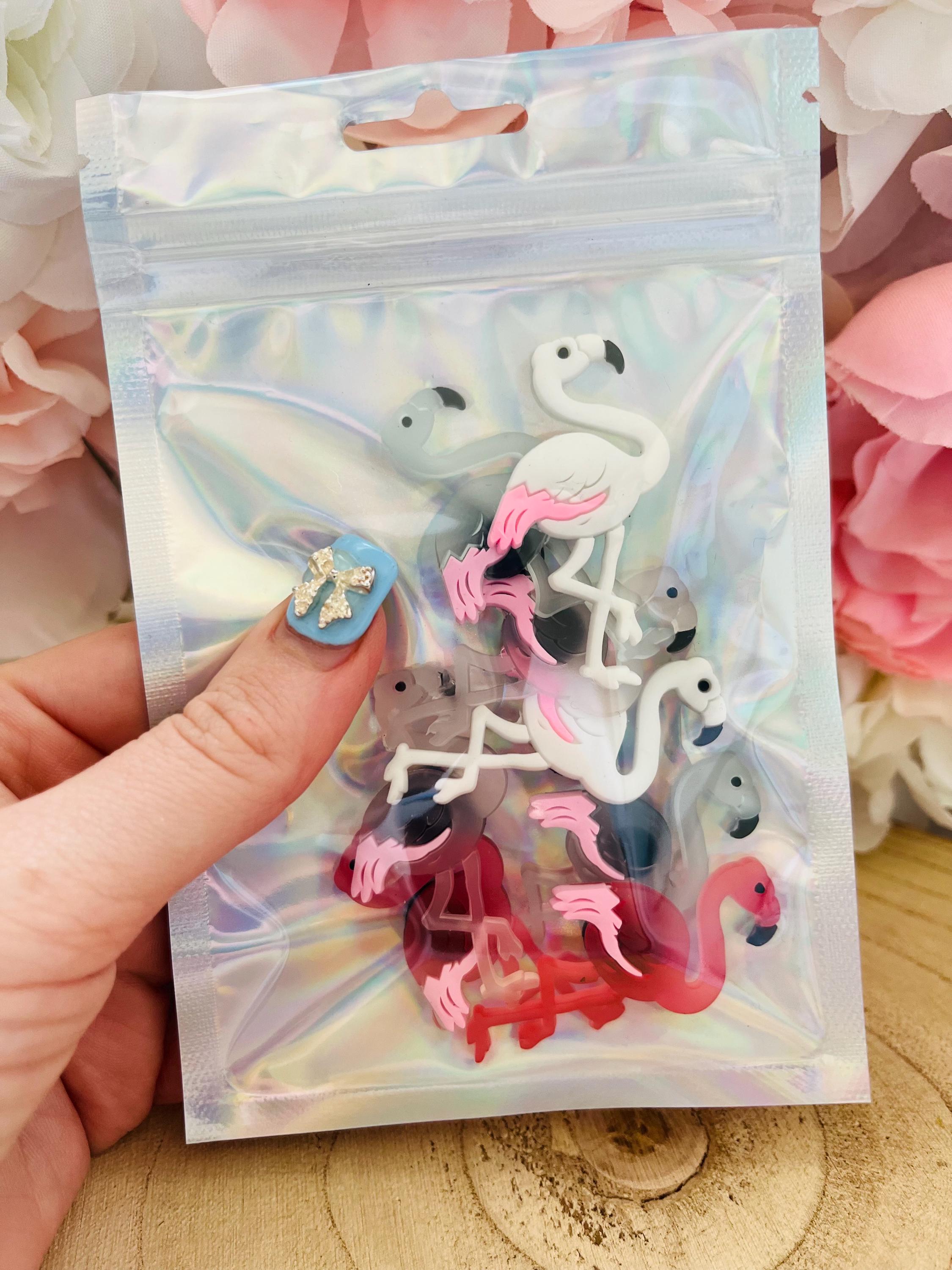 Flamingo Croc Charms: Pink Bird Shoe Decoration, Pack of 8