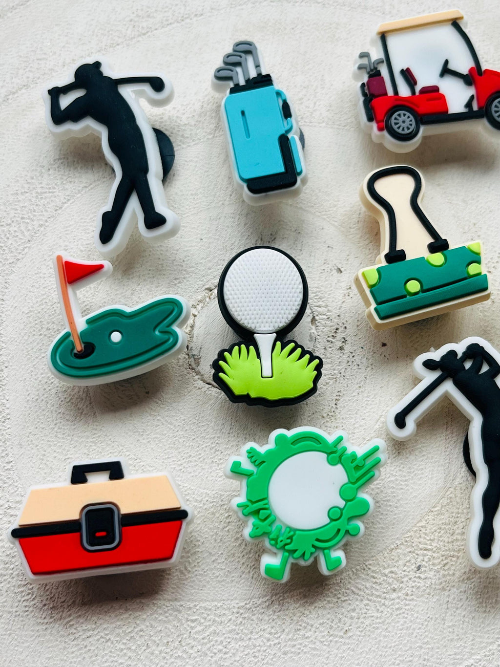 Golf Croc Charms: PVC Shoe Decoration Set (10 Piece)