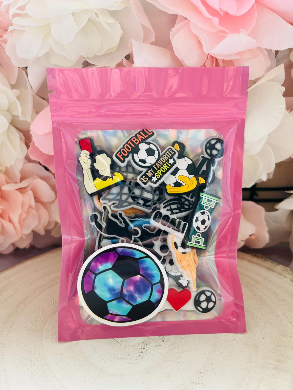 Football Shoe Charms Pack of 19 Pink Bag Clogs Footie Gifts