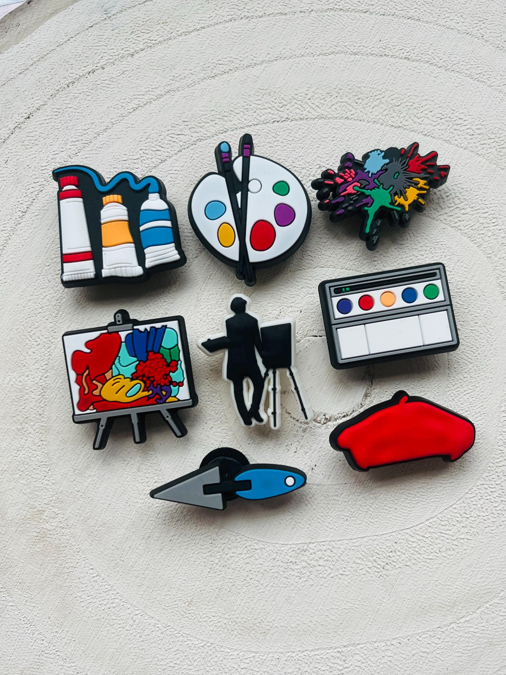 Artist Croc Charms: Paint Palette PVC Shoe Decoration (Set of 8)