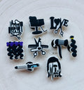 Hairdressing Croc Charms: Barber Shoe Accessories, Set of 8