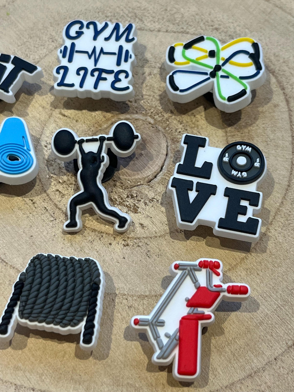 Fitness Gym Croc Charms - 9 Piece PVC Clog Charms