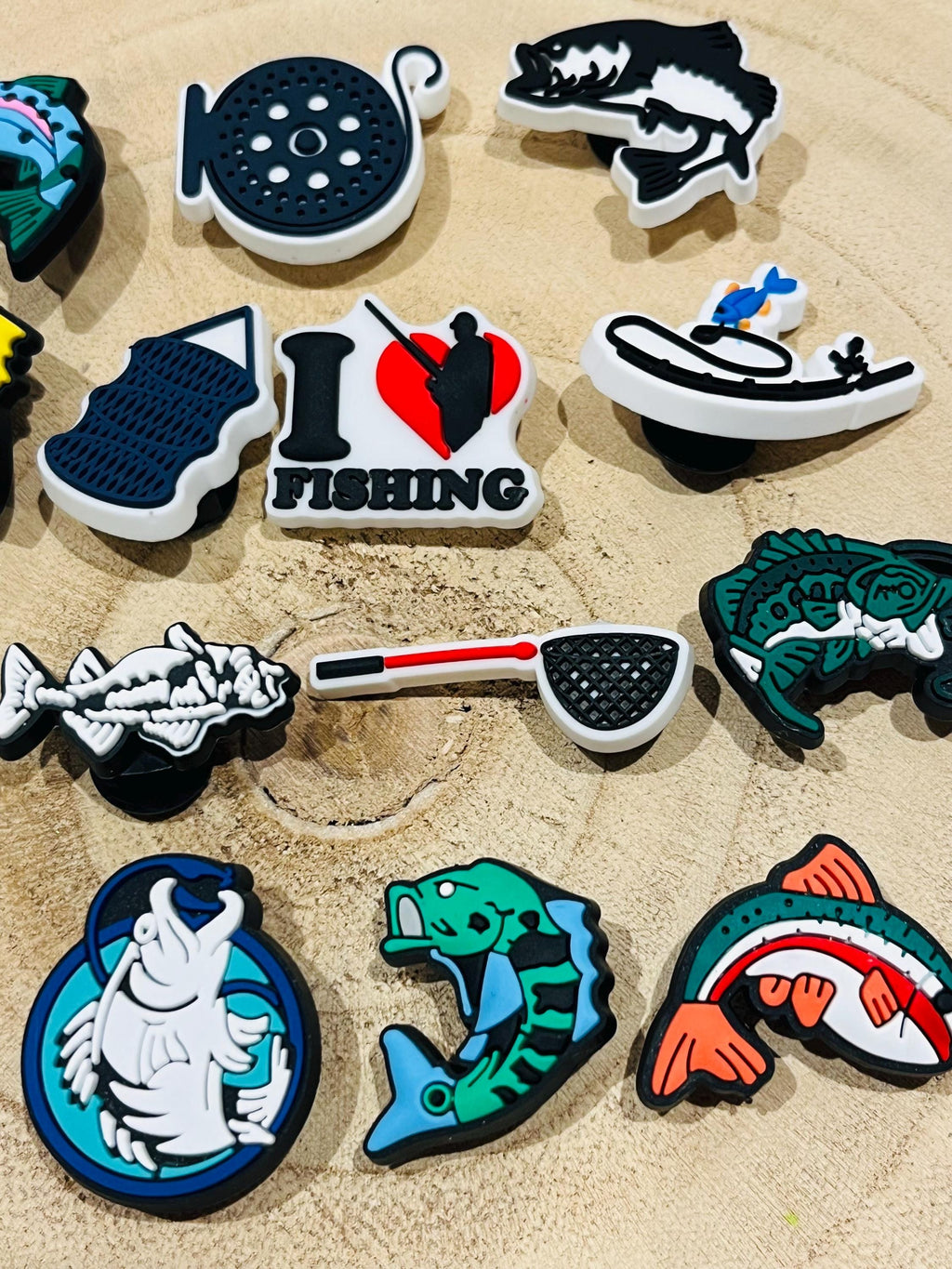 Fishing Croc Charms: 15-Piece Fisherman Shoe Accessories