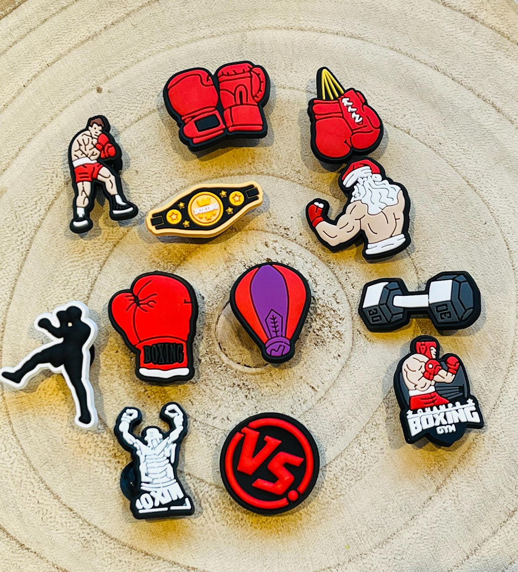 Sport Boxing Croc Charms: Sports Shoe Accessories - Set of 12