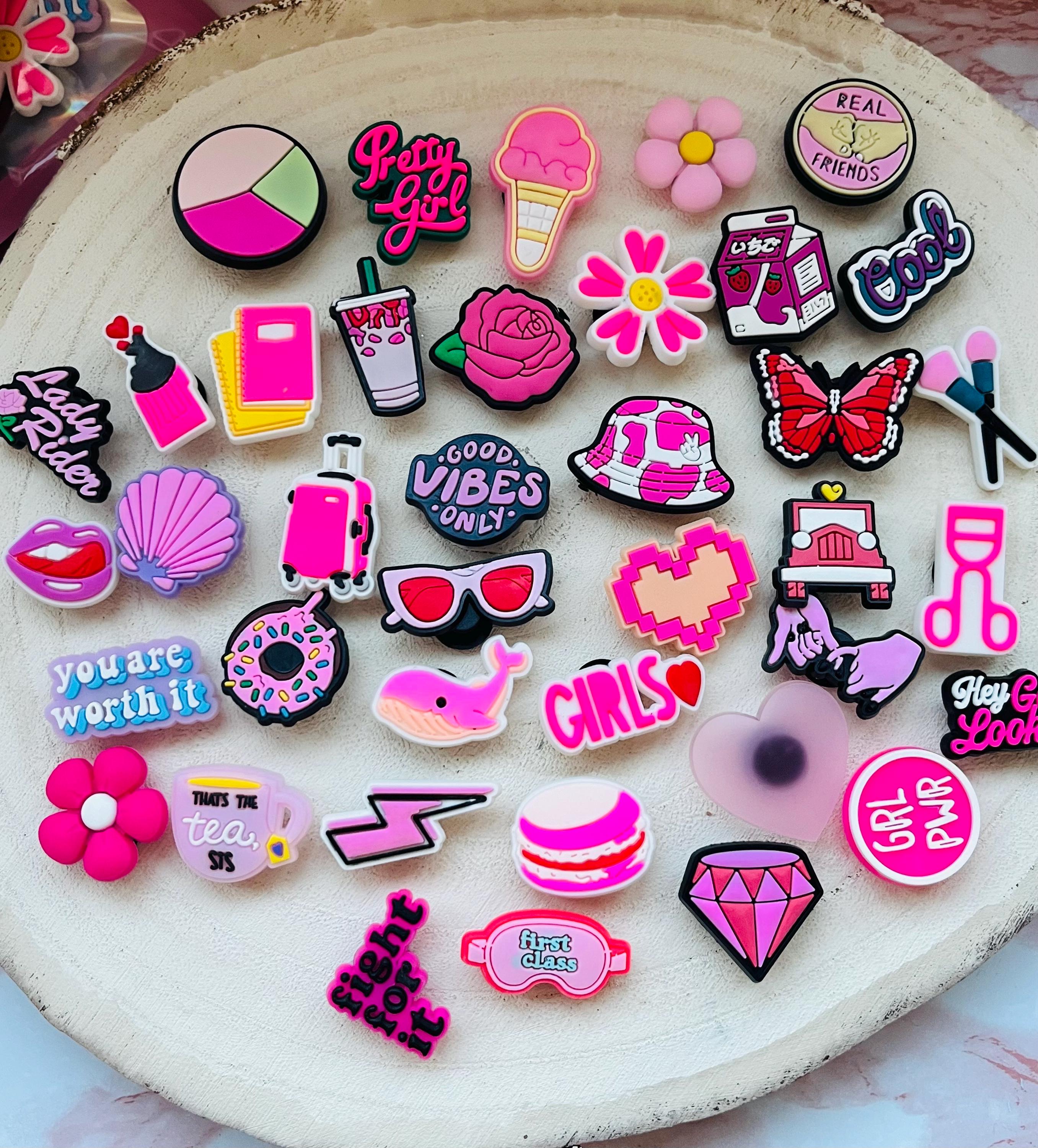 Pink Croc Charms Set: Girly Shoe Clog Accessories