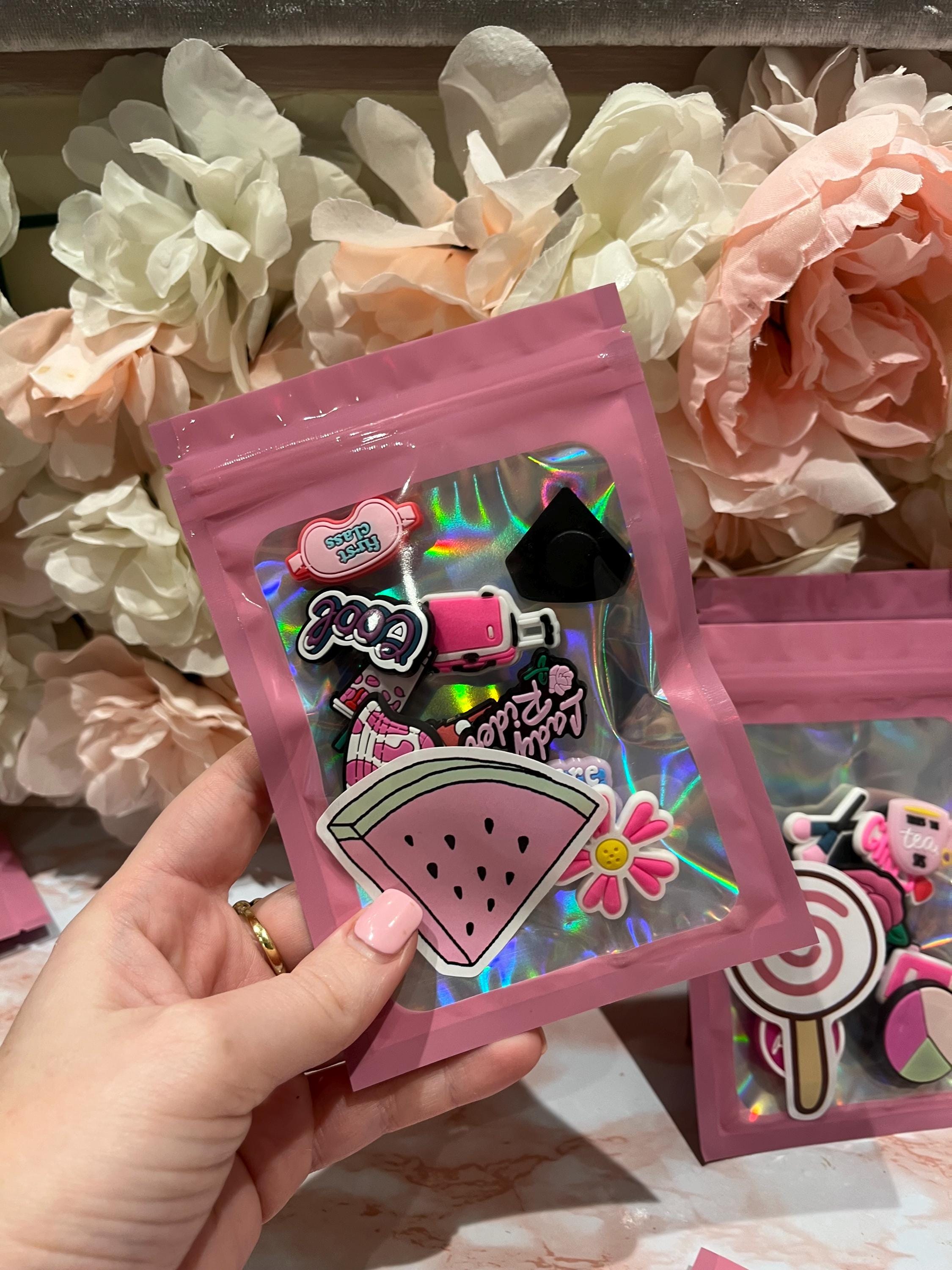 Pink Croc Charms Party Favor Bags: 10 Girly PVC Shoe Charms