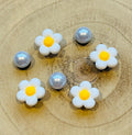 Pack of flower shoe charms with pearls daisy flowers pretty set