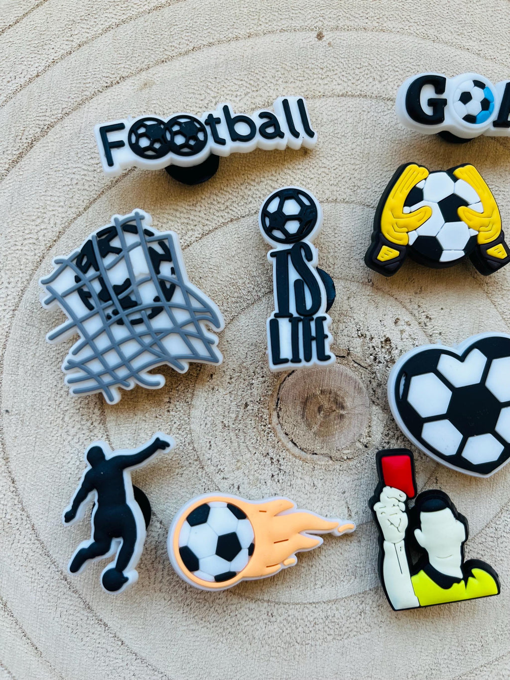 Football Croc Charms - Set of 10 PVC Shoe Accessories