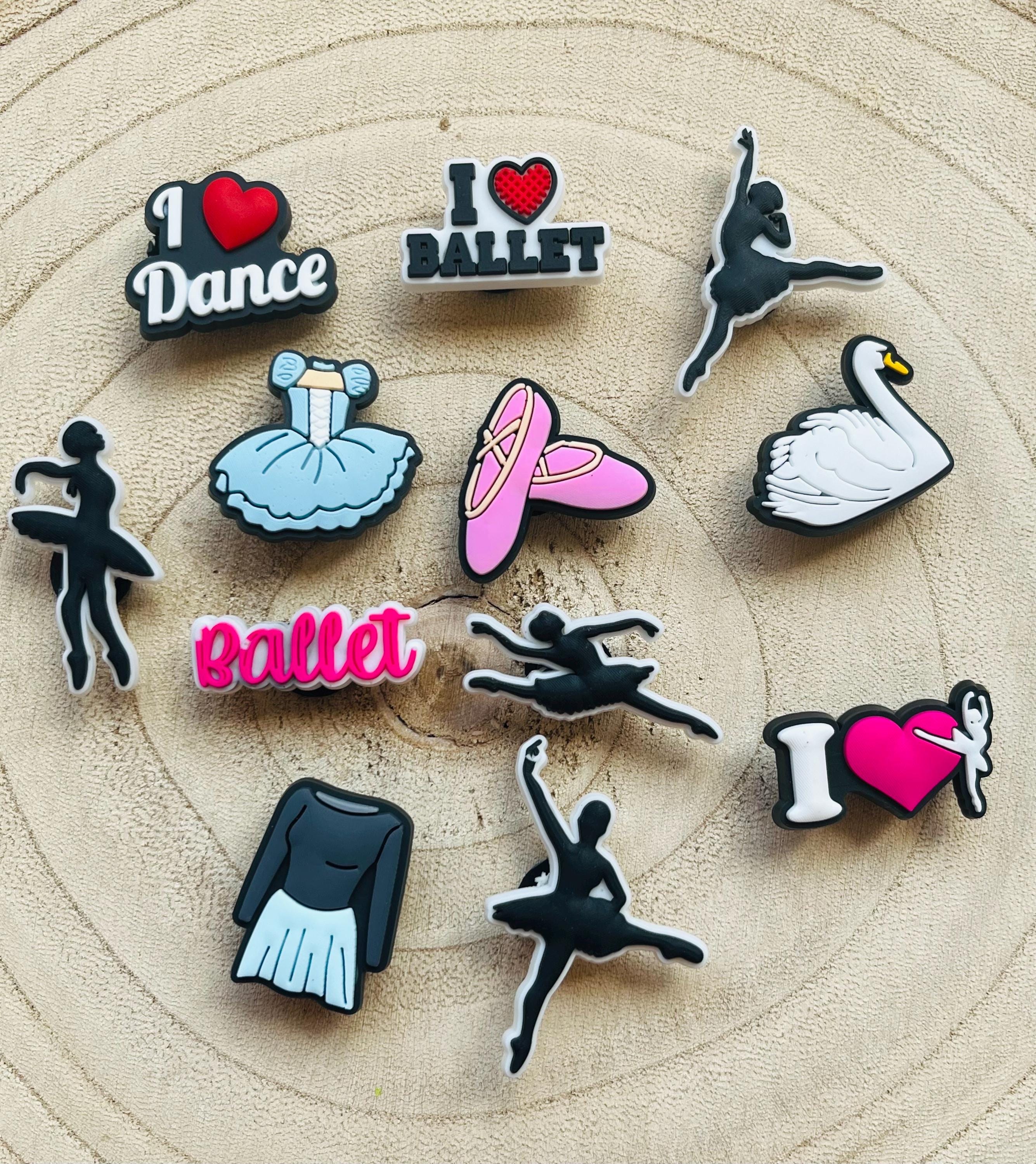 Pack of 12 Dance Ballet Croc Shoe Accessories Tutu Swan Ballerina Ballet Shoes Dance Gifts Dance Teacher Cute Girl Shoe Charms Pink Bag
