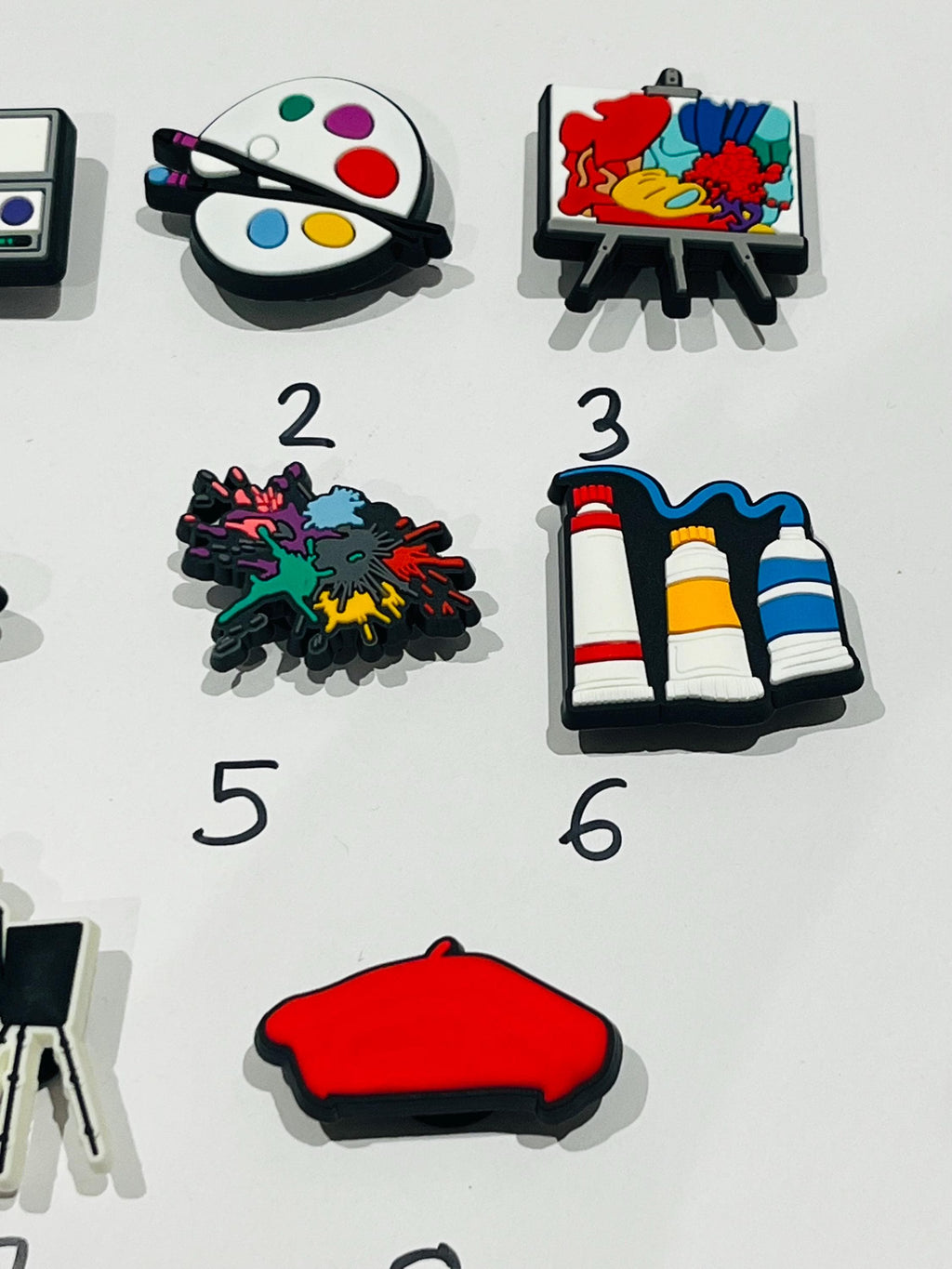 Artist Croc Charms: Paint Palette PVC Shoe Decoration (Set of 8) Paint Brush Art Craft Easel