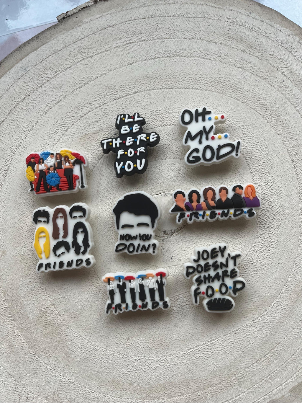 Pack of 8 Friends TV Show Croc Charms | Fashion Shoe Charm Bundle