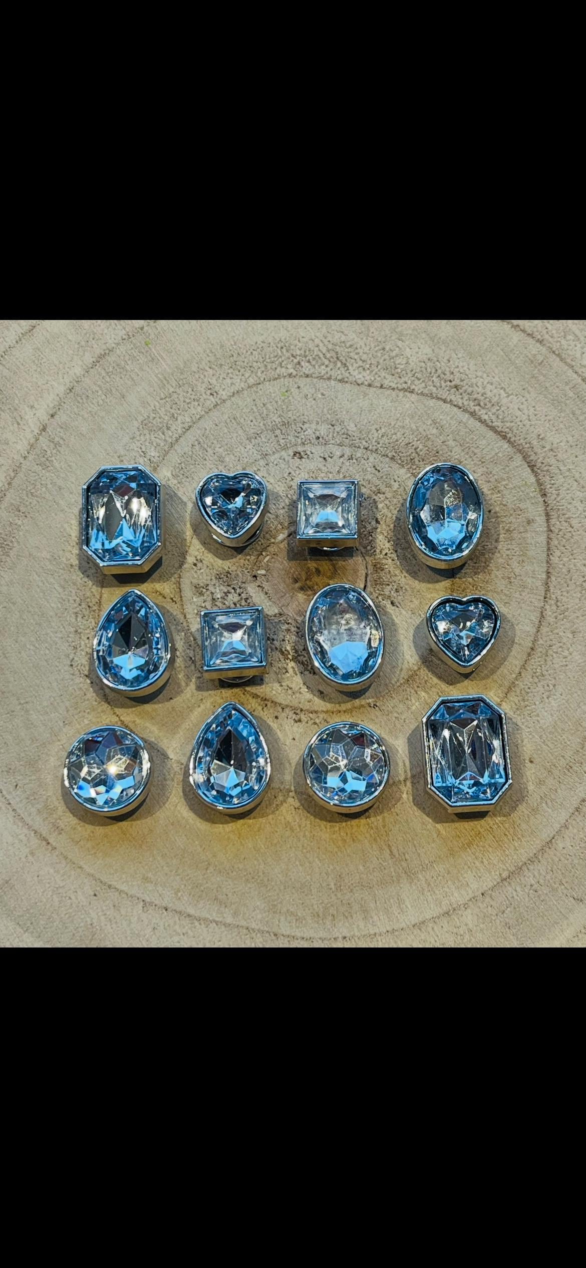 Diamonte Croc Charms - Sparkly Bling Shoe Accessories - 12 Pack