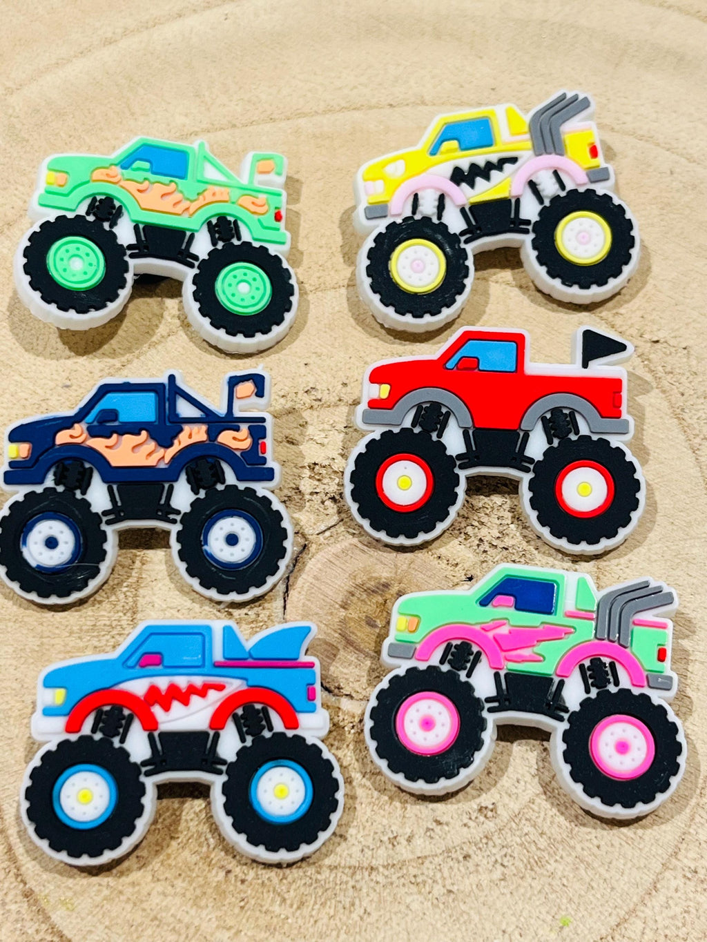 Set of 6 Monster Truck Croc PVC Charms