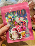 Pink Christmas Croc Charms - 9-Piece PVC Shoe Decoration Set