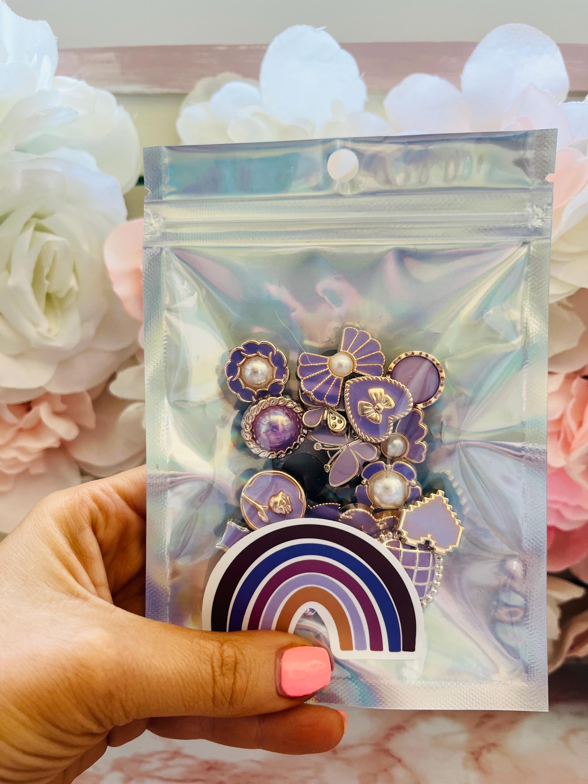 Lilac Pearl Croc Charms - Set of 16 - Purple Shoe Accessories