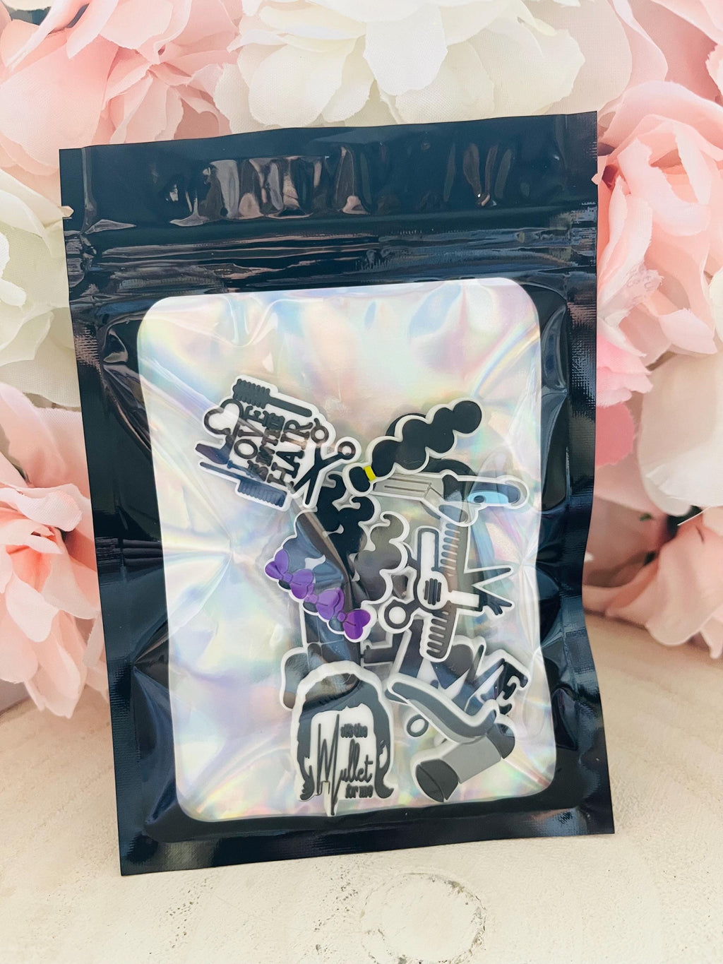 hairdresser gift | pvc shoe charms for hairdressers hair dryer hair tongs scissors