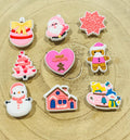 Pink Christmas Croc Charms: Santa, Snowman, Bauble Set