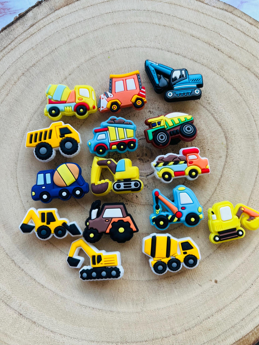 Construction Truck Croc Charms | Vehicle Shoe Decoration, 15 Pack
