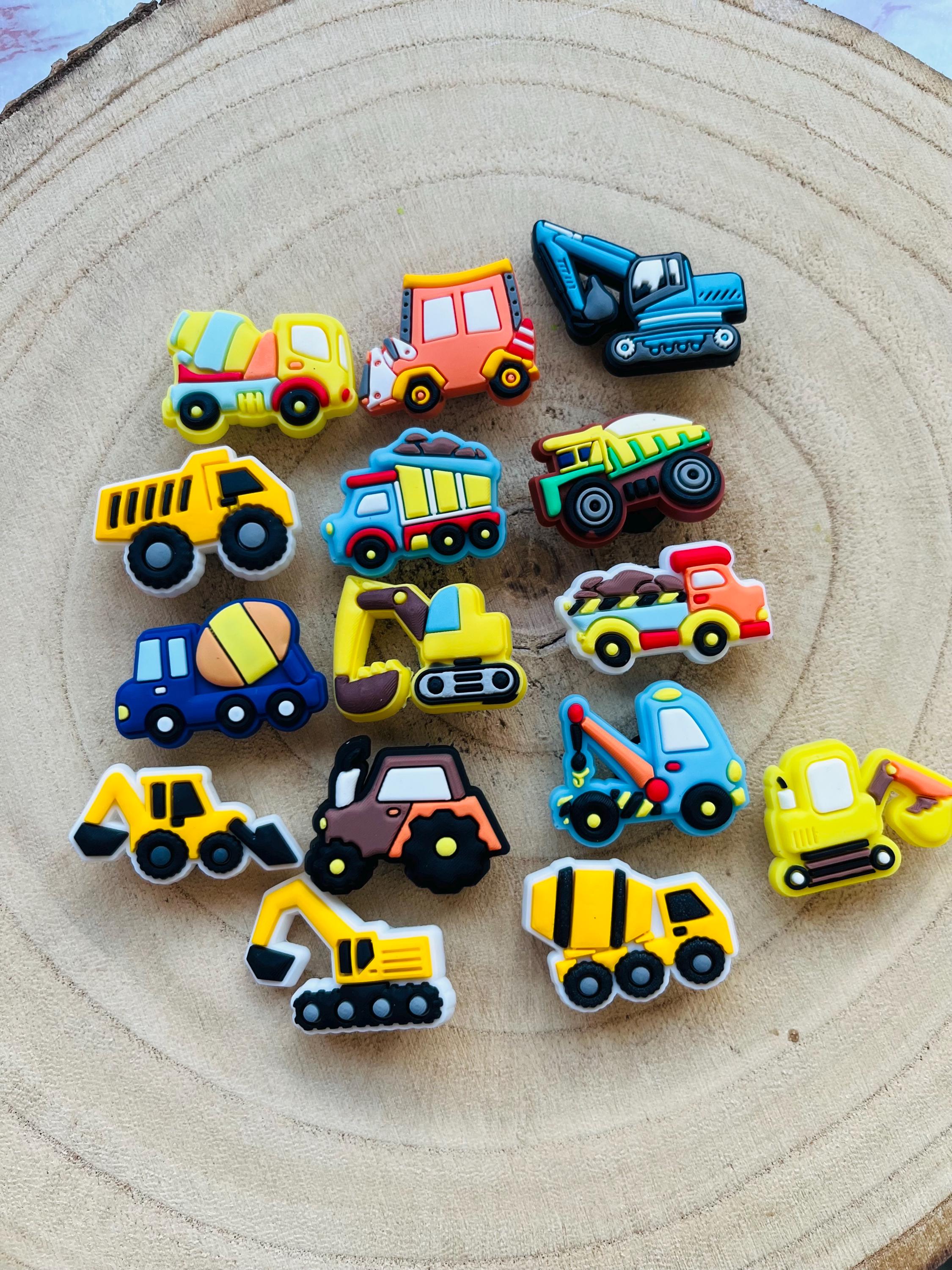 Construction Truck Croc Charms | Vehicle Shoe Decoration, 15 Pack