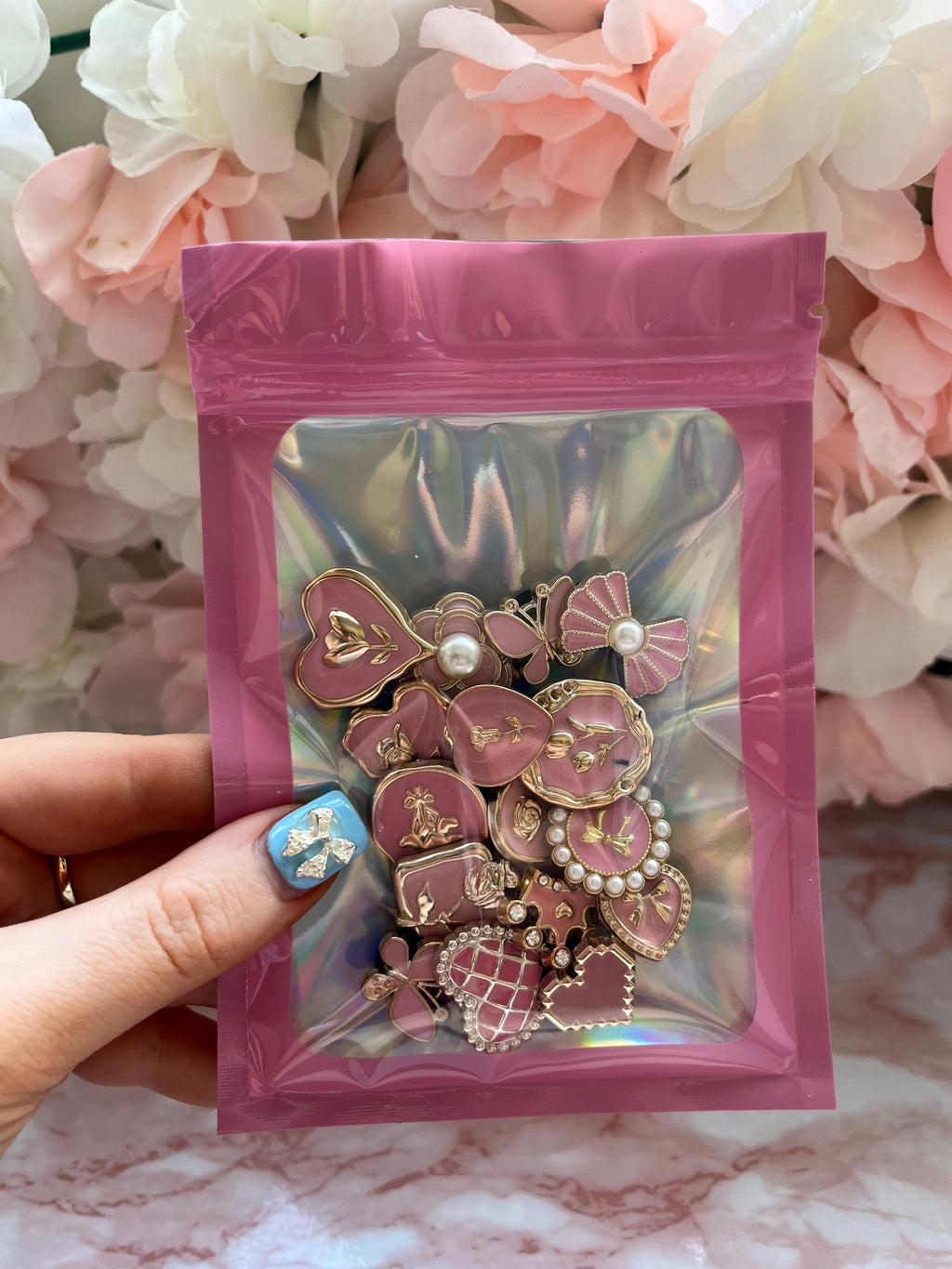 Pink Croc Charms Set: Pearl Shoe Accessories, 16-Piece