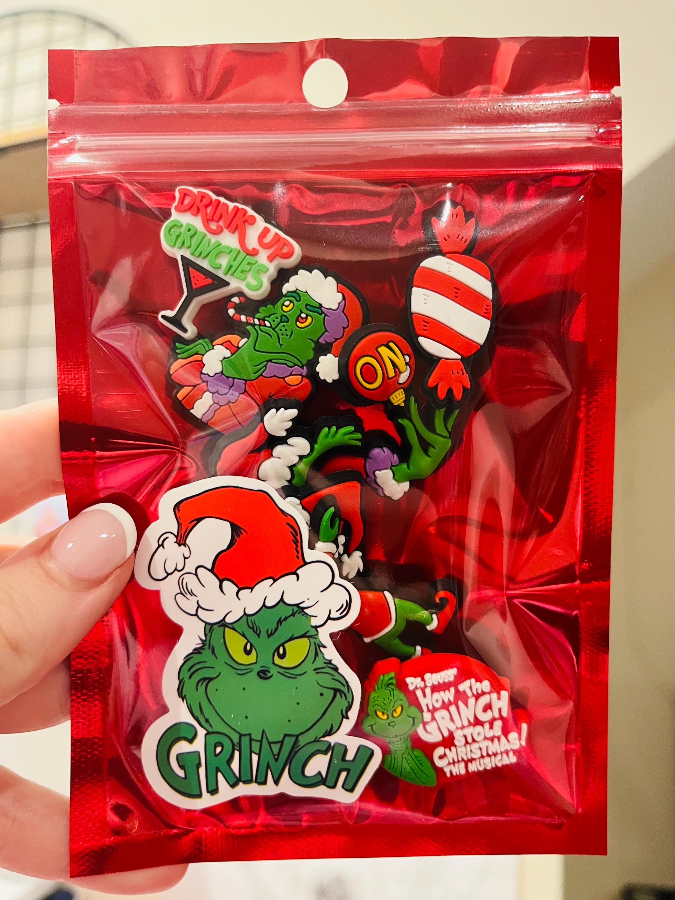 Grinch Croc Charms: PVC Clog Shoe Accessories, Pack of 8