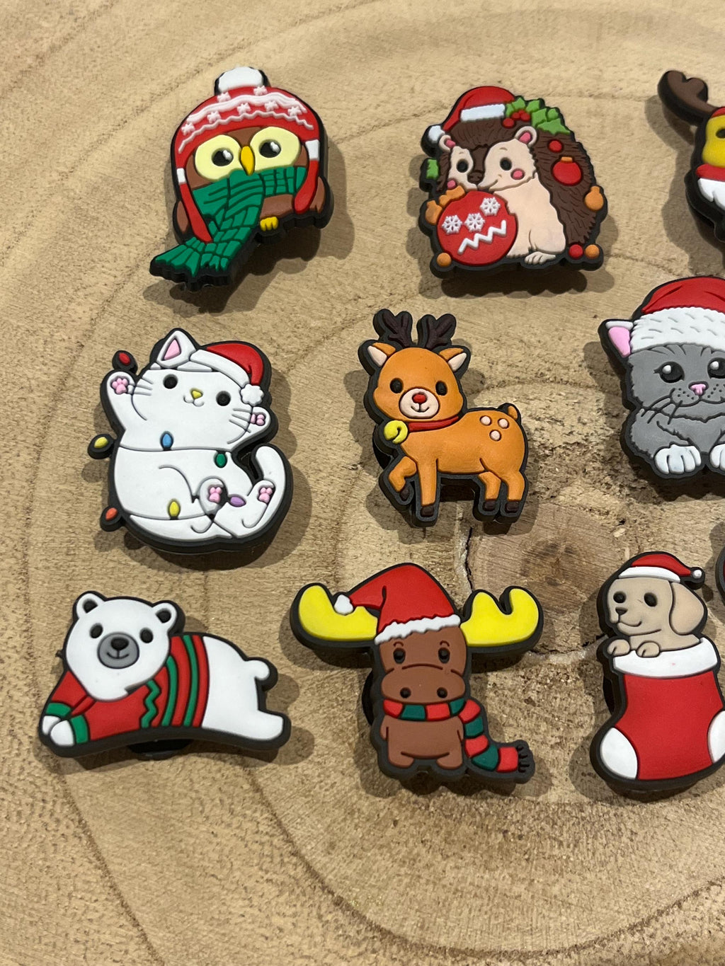 Animal Christmas Croc Charms: PVC Shoe Accessories - 10 Pack