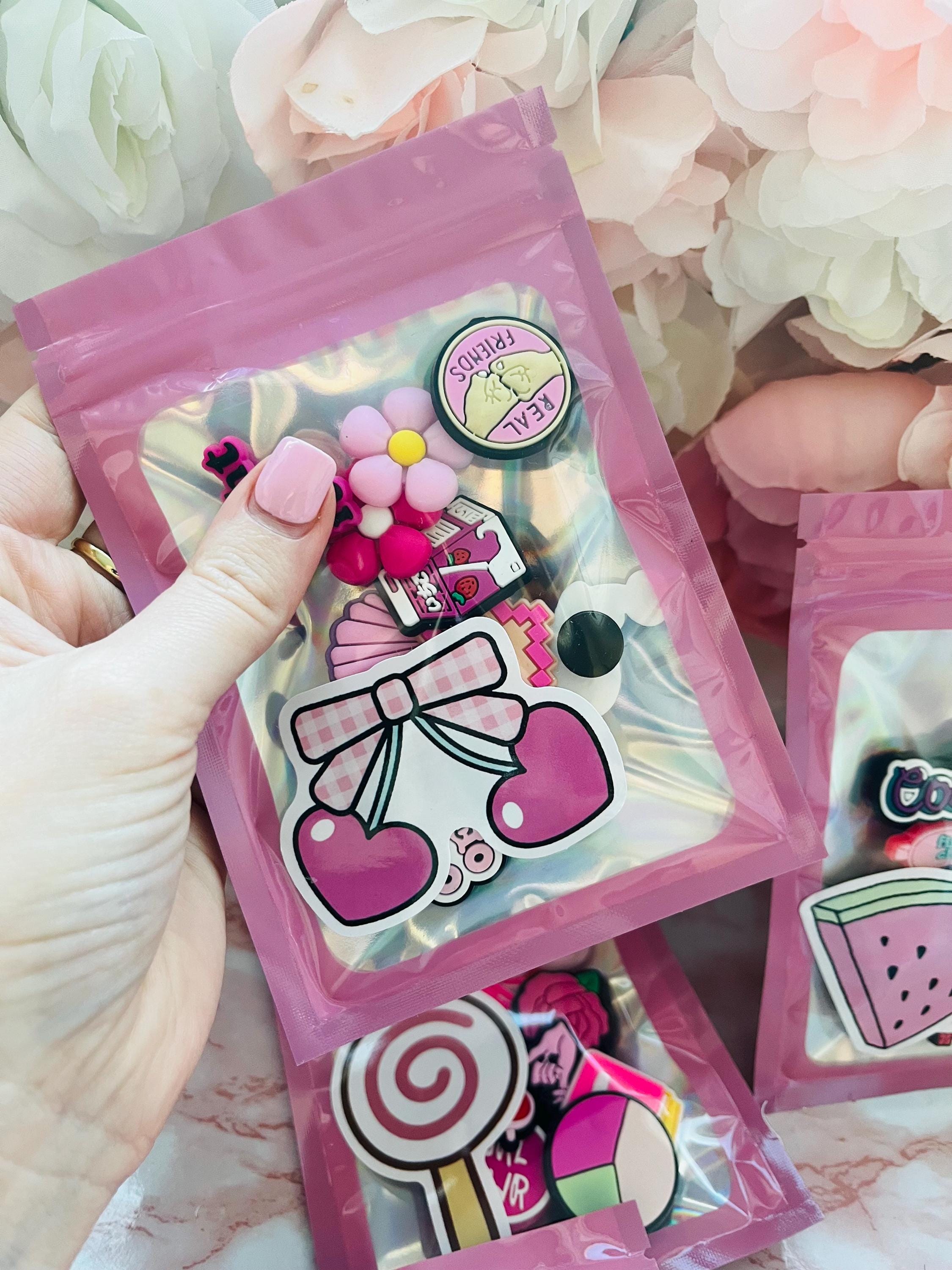 Pink Croc Charms Party Favor Bags: 10 Girly PVC Shoe Charms