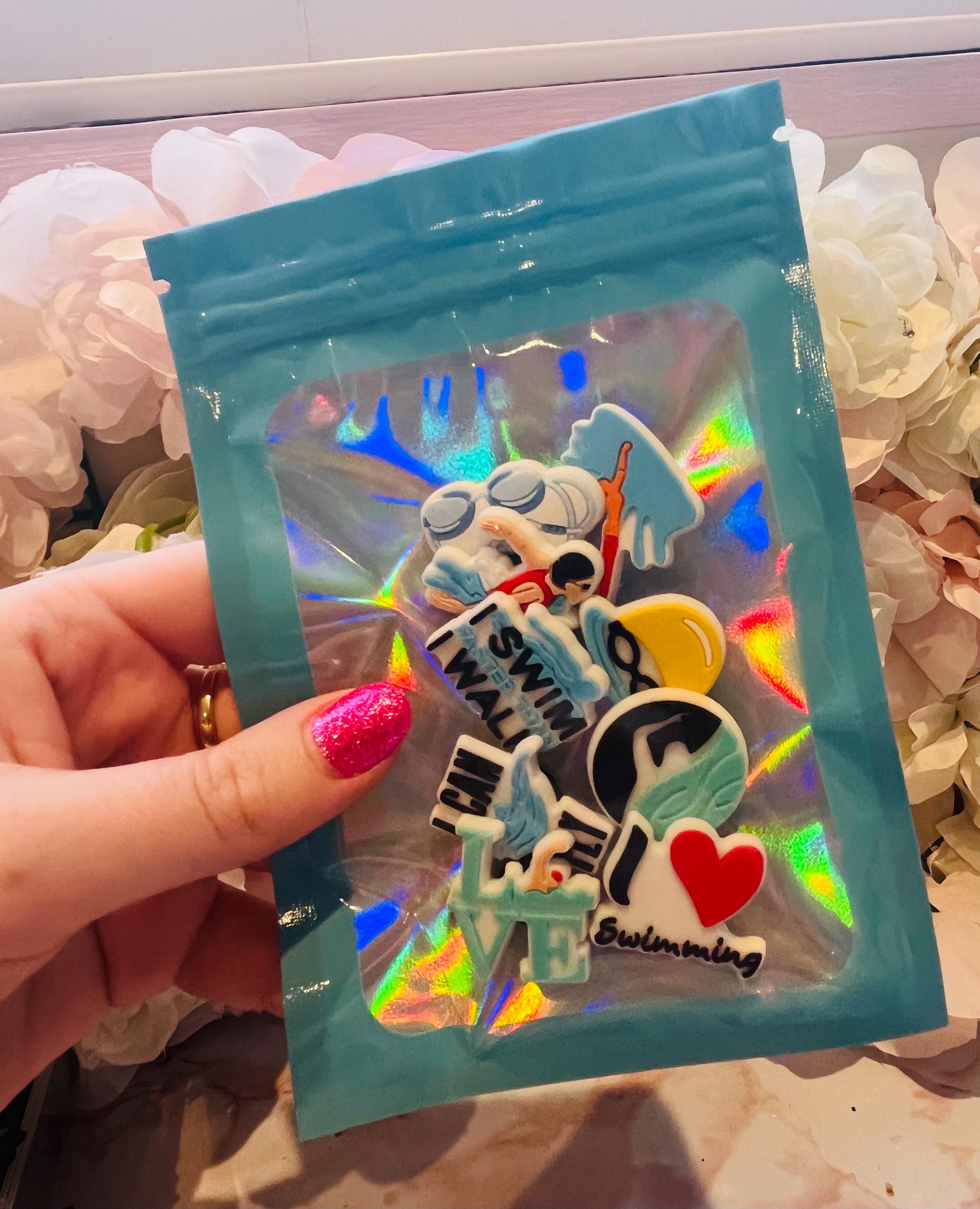 Swimming PVC Shoe Charms - Clog Pins, Set of 9