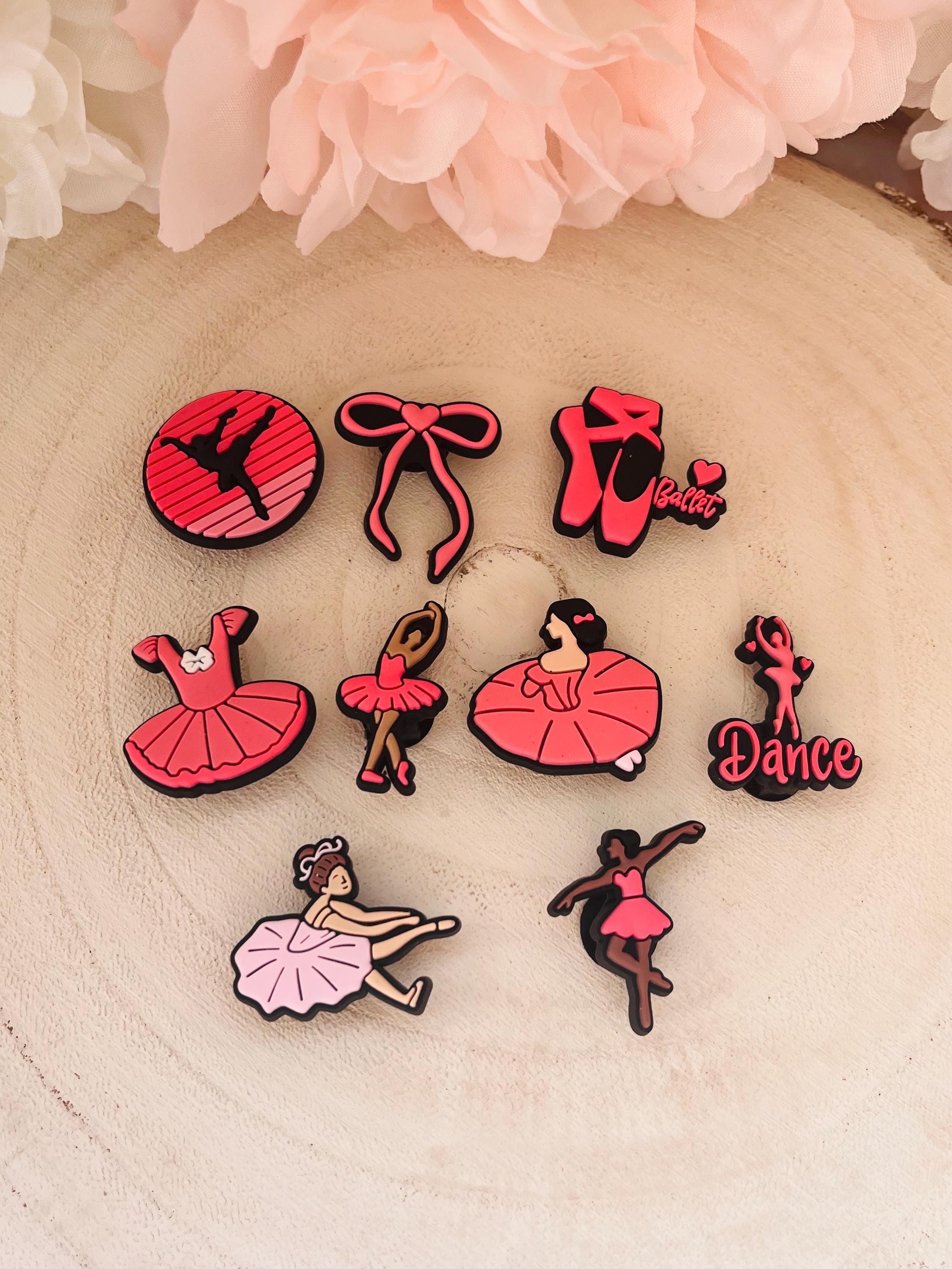 Ballet Croc Charms - Pink Dance Shoe Clog Accessories - 9 Piece Set