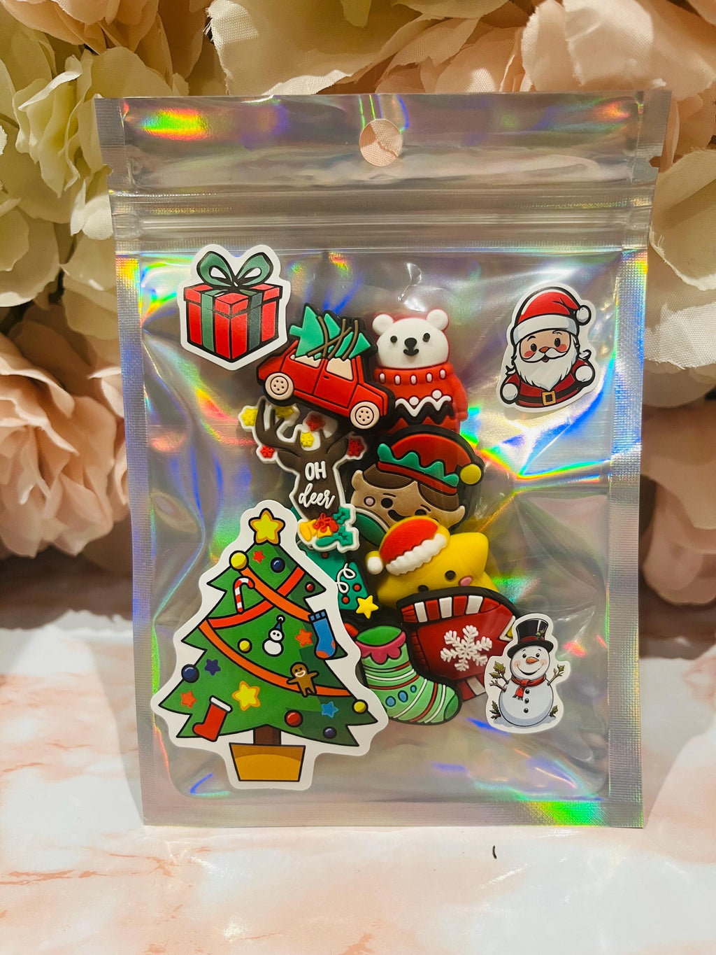 set of 8 christmas croc charms pvc shoe pin clip