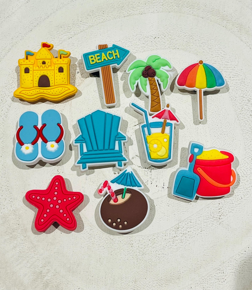 Beach Croc Charms Bundle: Summer Holiday PVC Shoe Decoration