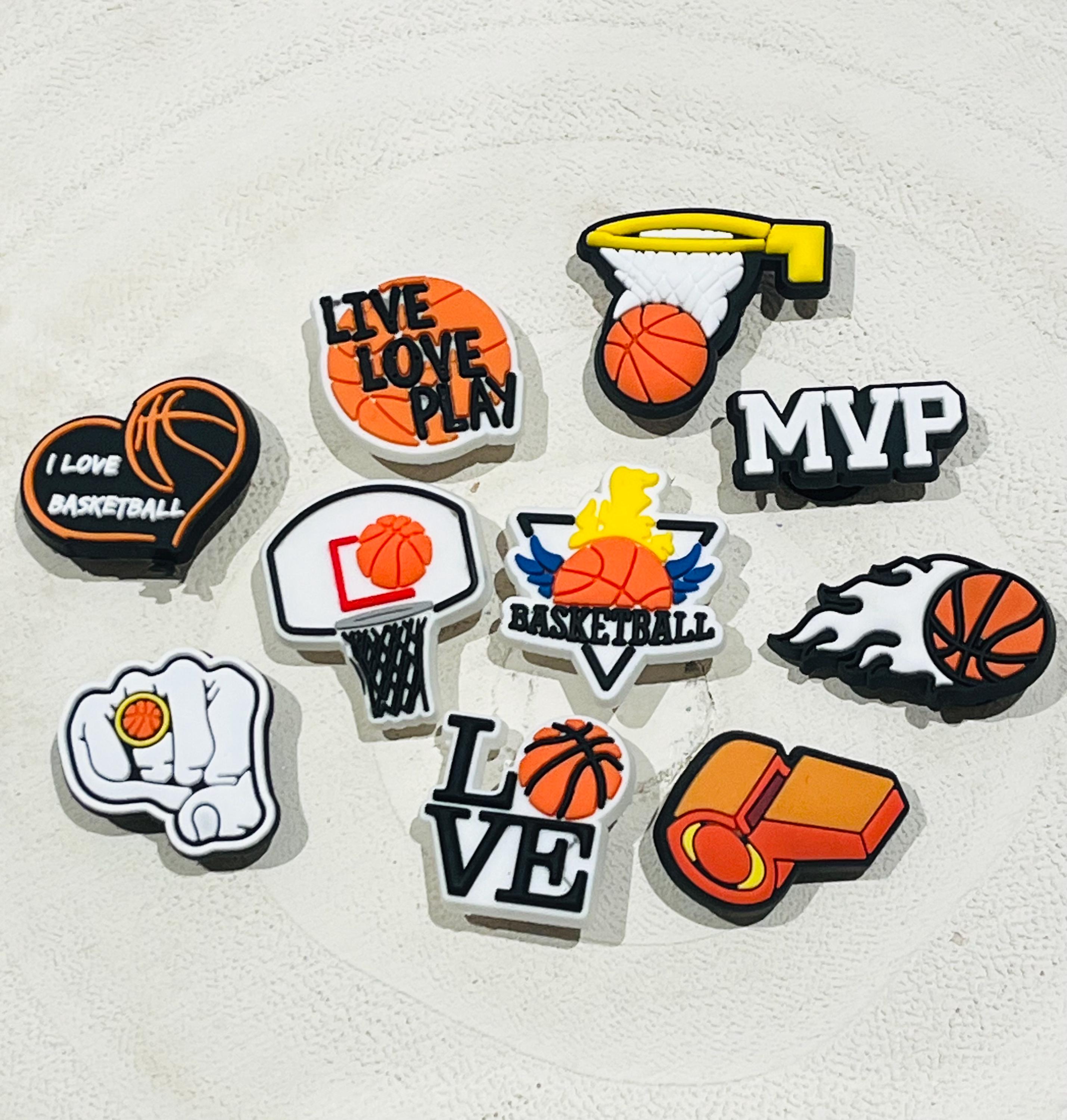 Basketball Croc Charms: Sport Shoe Clog Pins, Set of 10