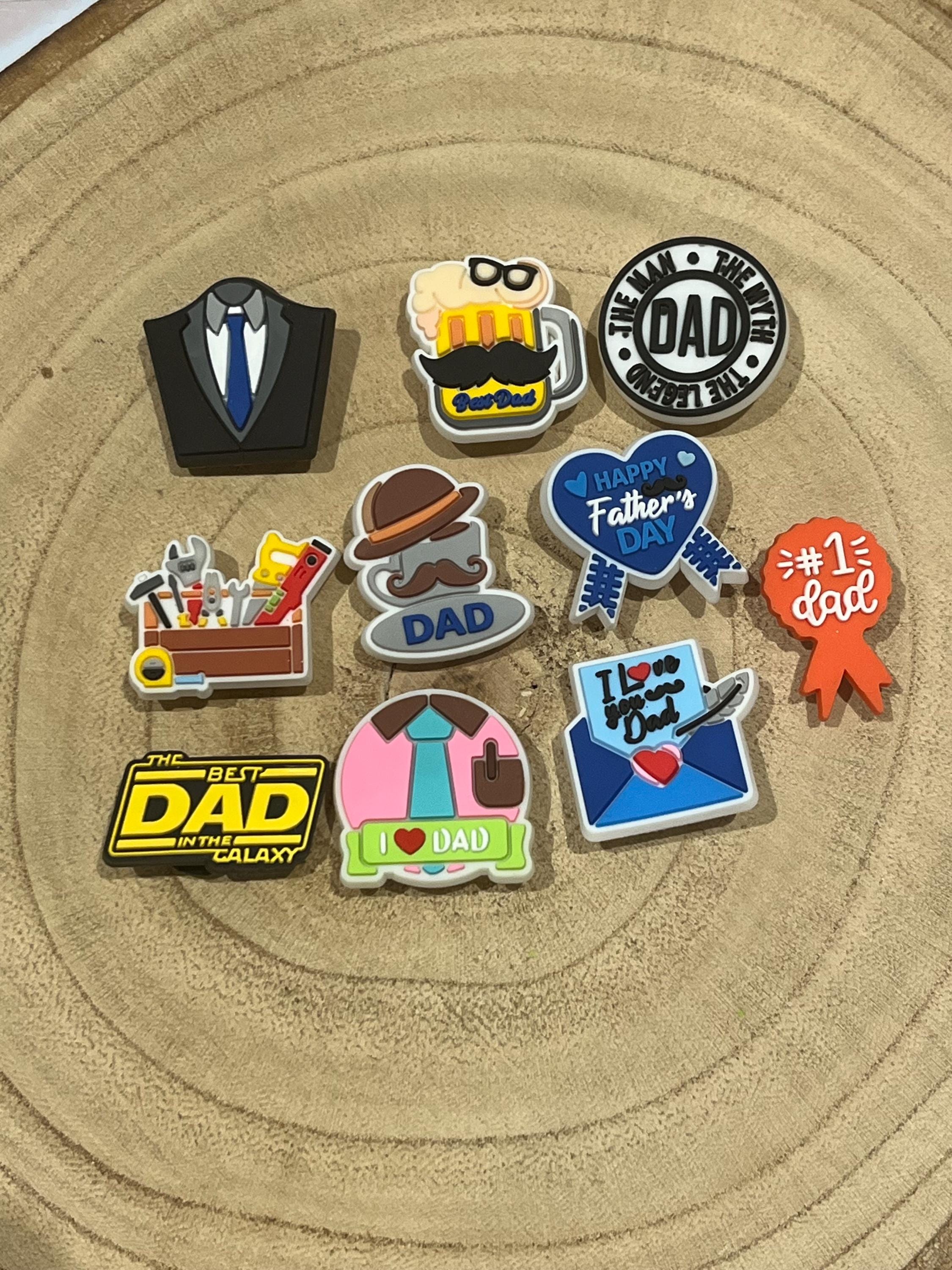 Father's Day Croc Charms: Dad Shoe Accessories - Set of 10