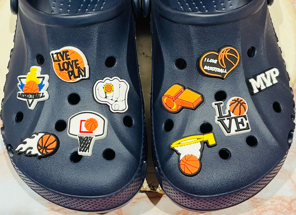 Basketball Croc Charms: Sport Shoe Clog Pins, Set of 10
