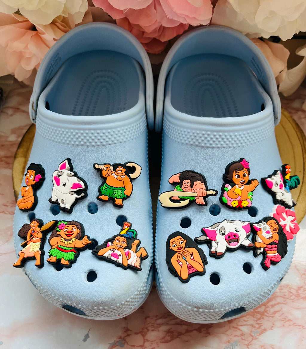 Set of 15 Moana Disney Croc Charms | Shoe Fashion Accessories | Moana Jibbitz | Shoe Charms For Crocs