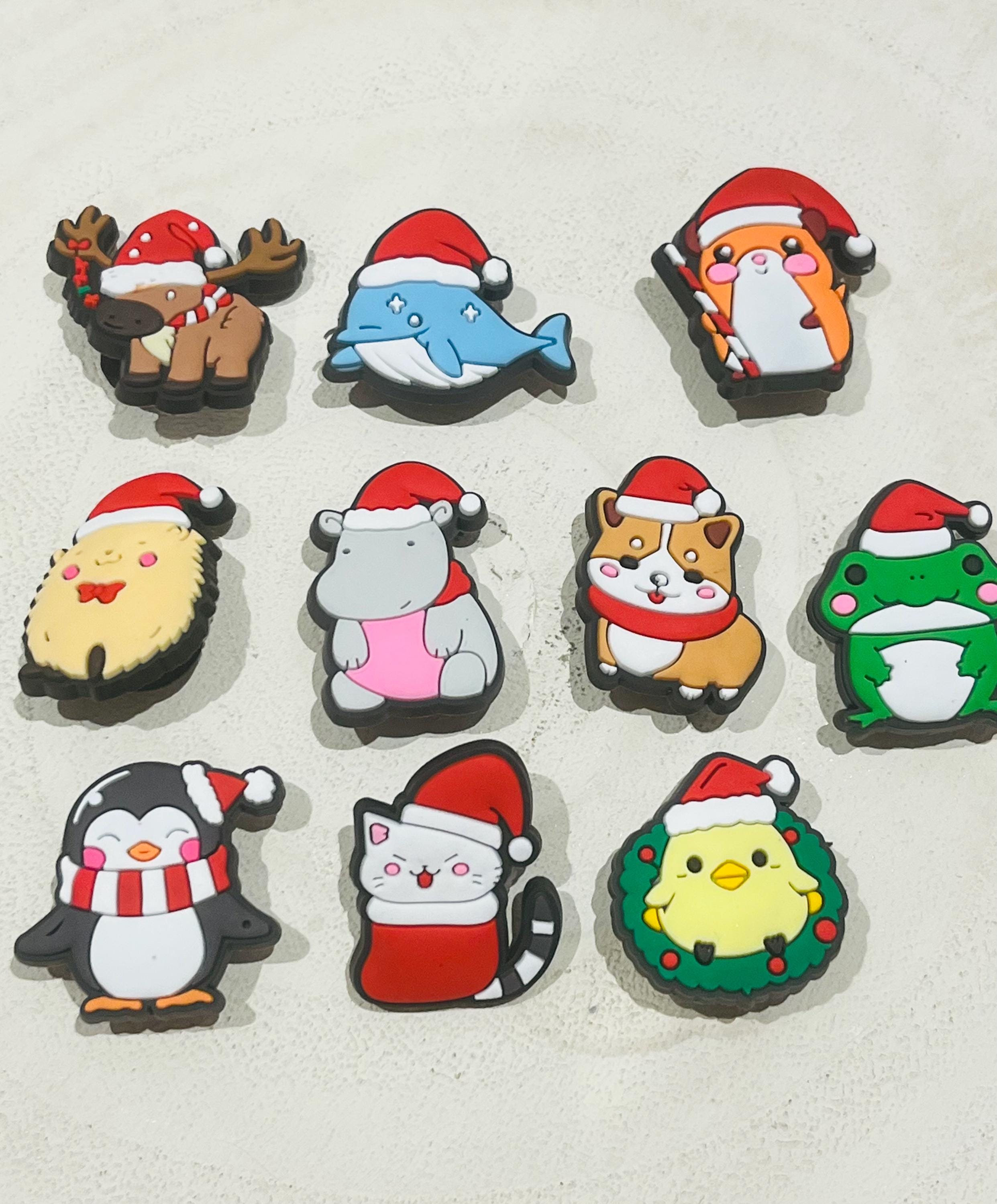 set of 10 animal christmas croc charms