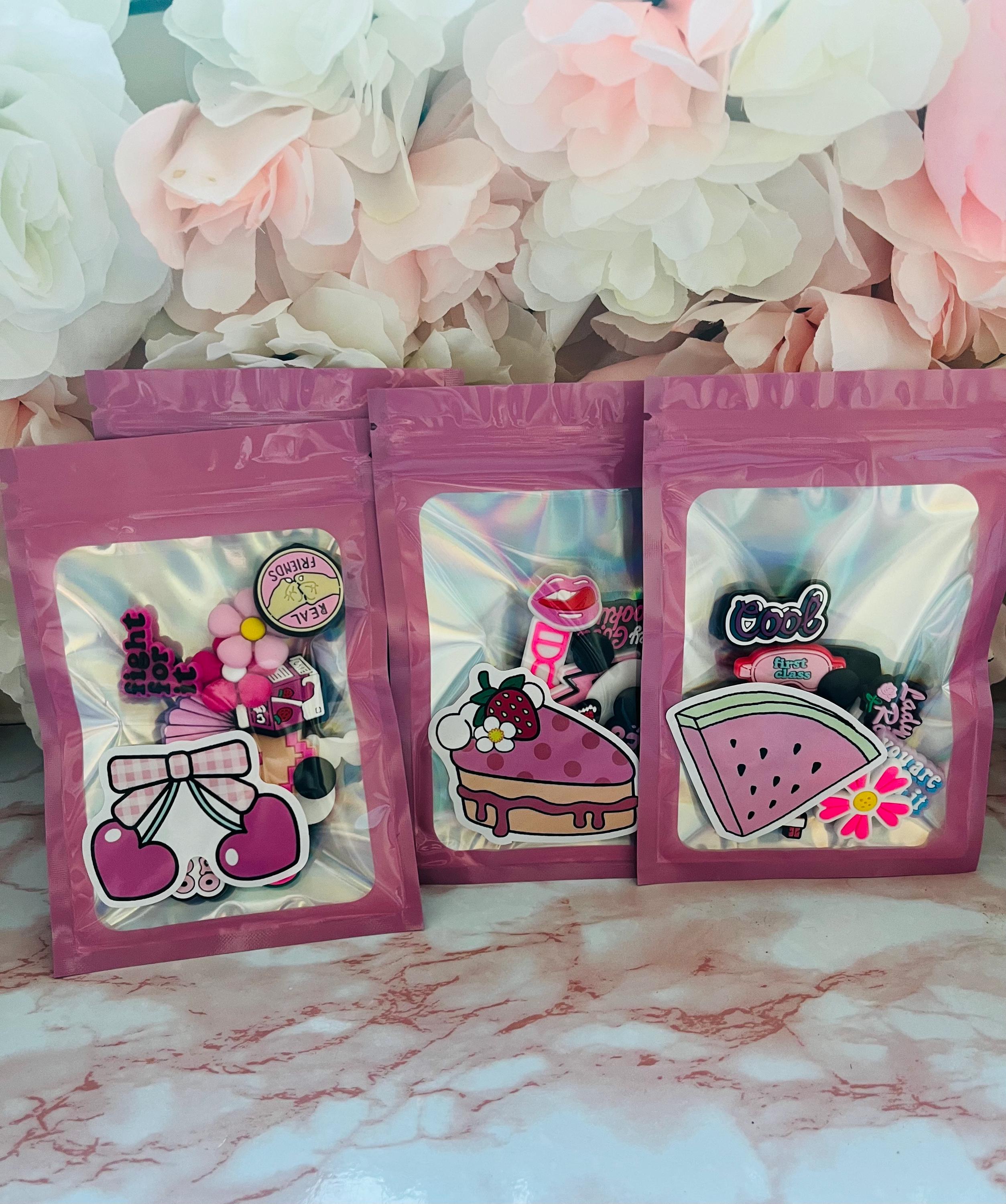 Pink Croc Charms Party Favor Bags: 10 Girly PVC Shoe Charms